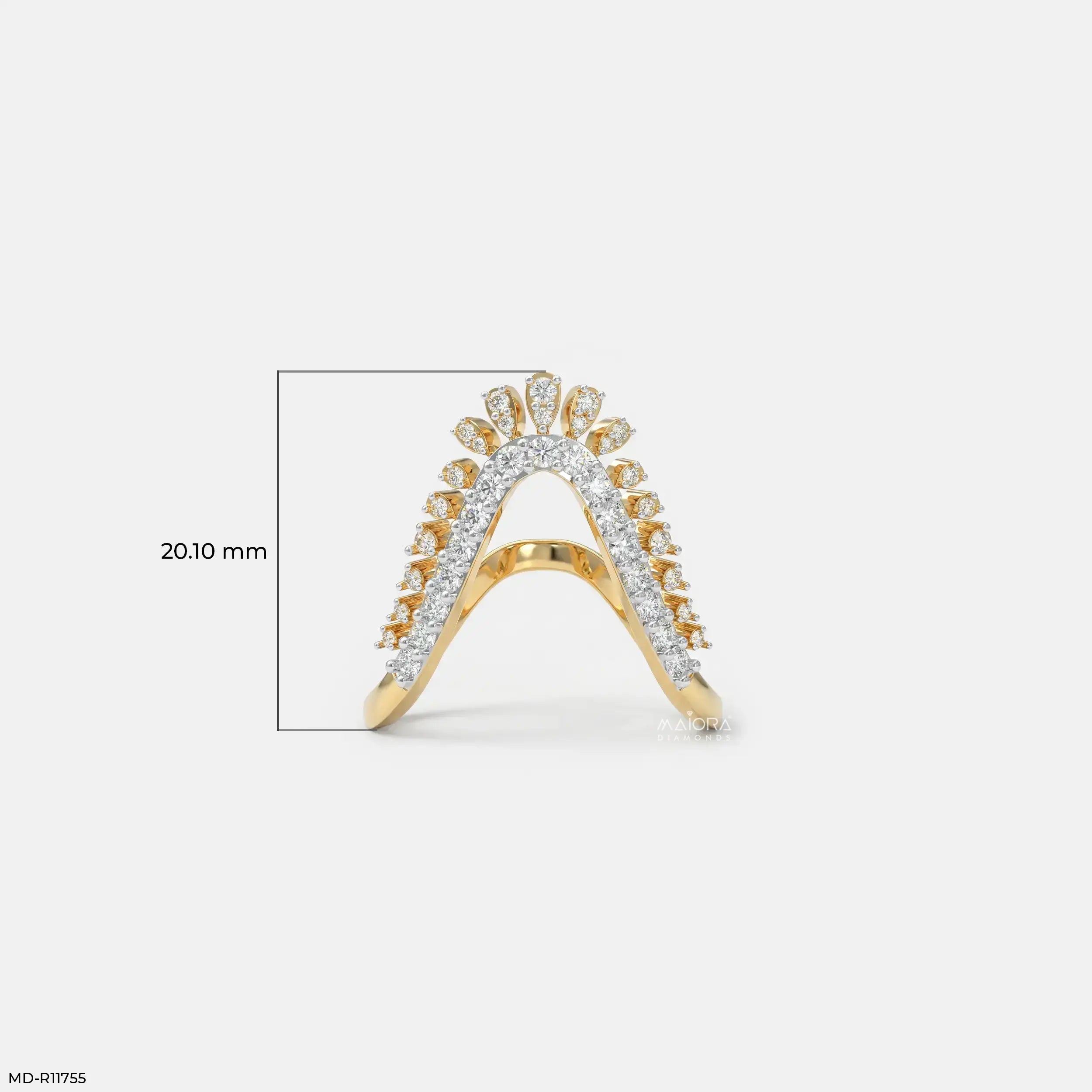 Dual Tone Phoenix Vanki Diamond Ring 9K Yellow Gold