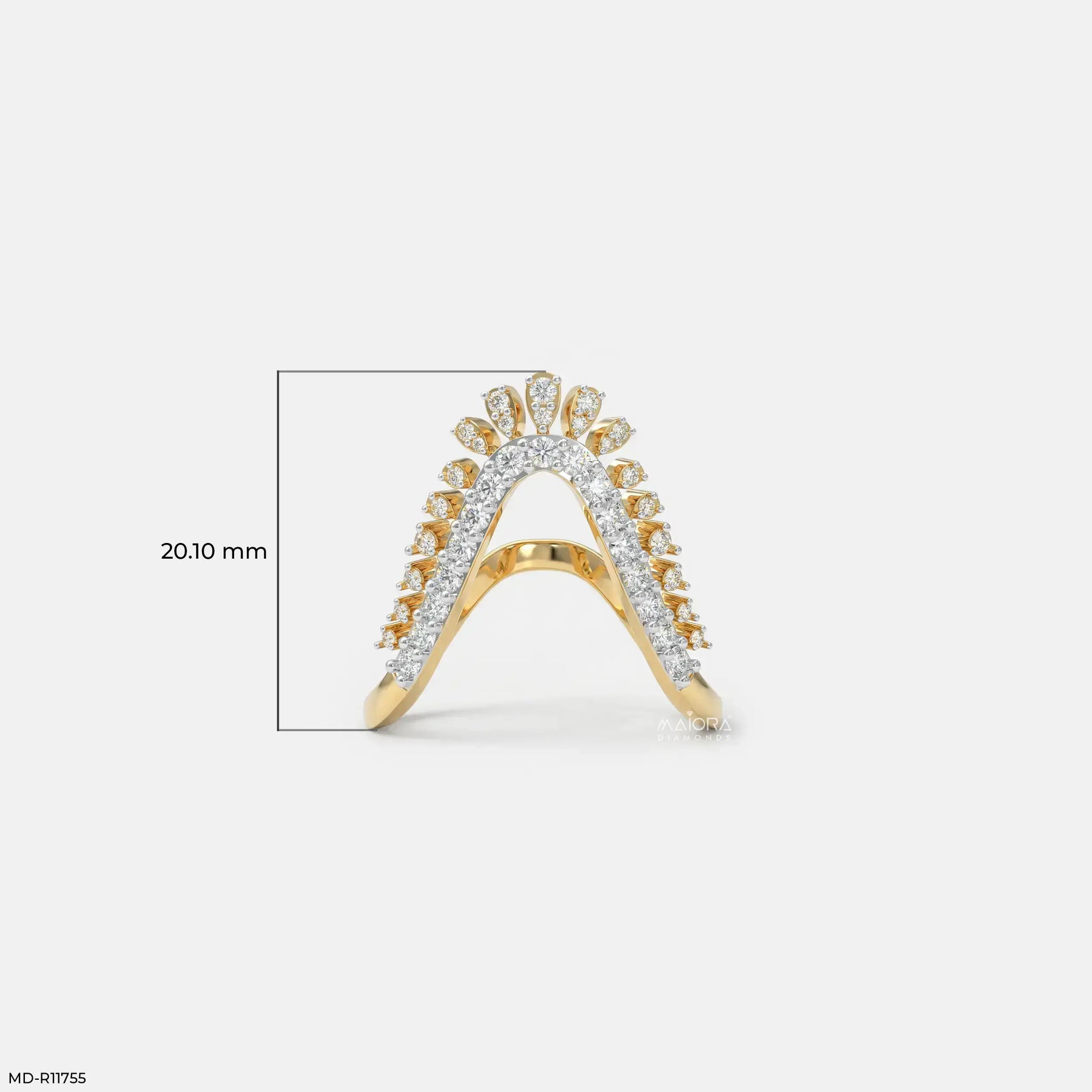 Dual Tone Phoenix Diamond Ring 9K Yellow Gold