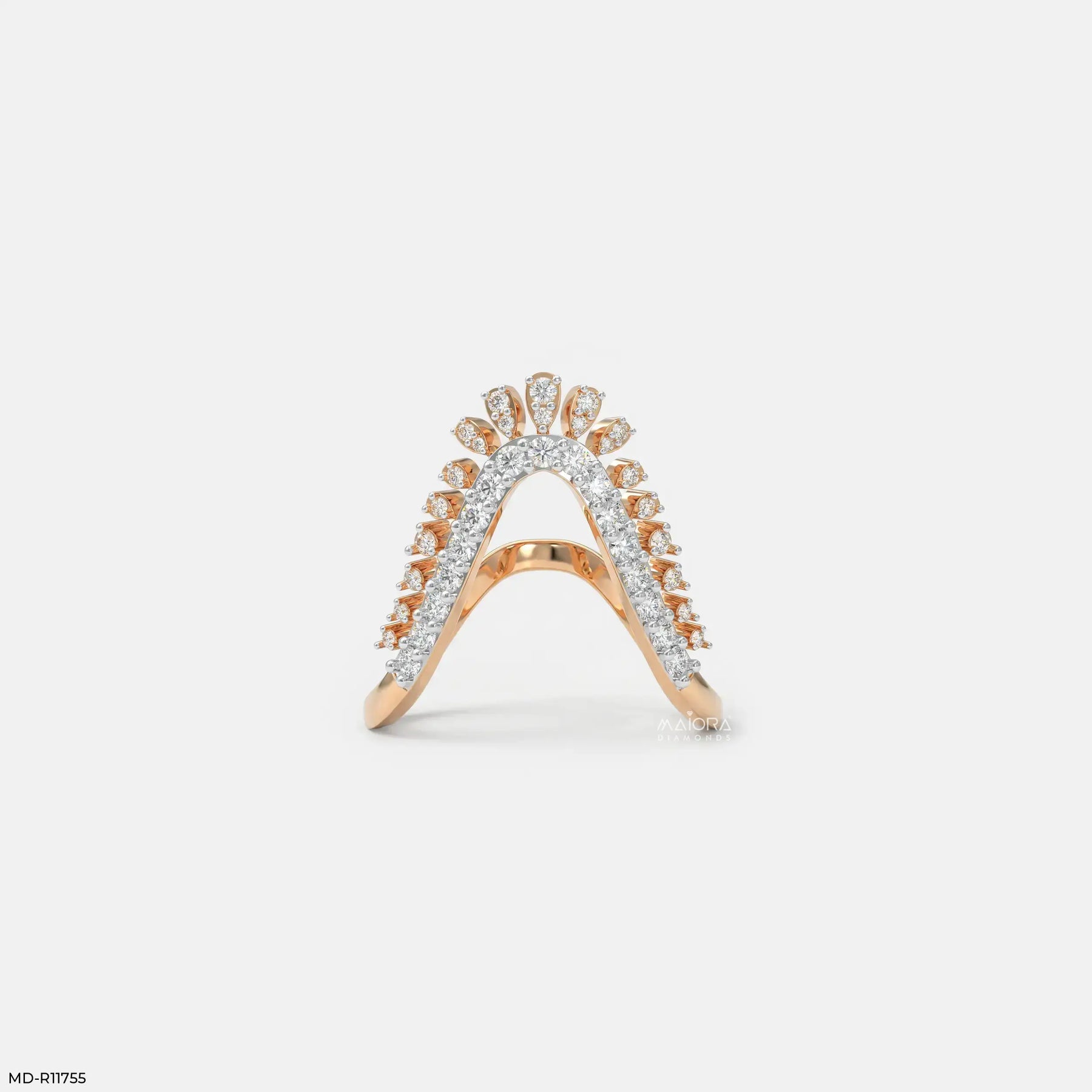 Dual Tone Phoenix Diamond Ring 9K Yellow Gold