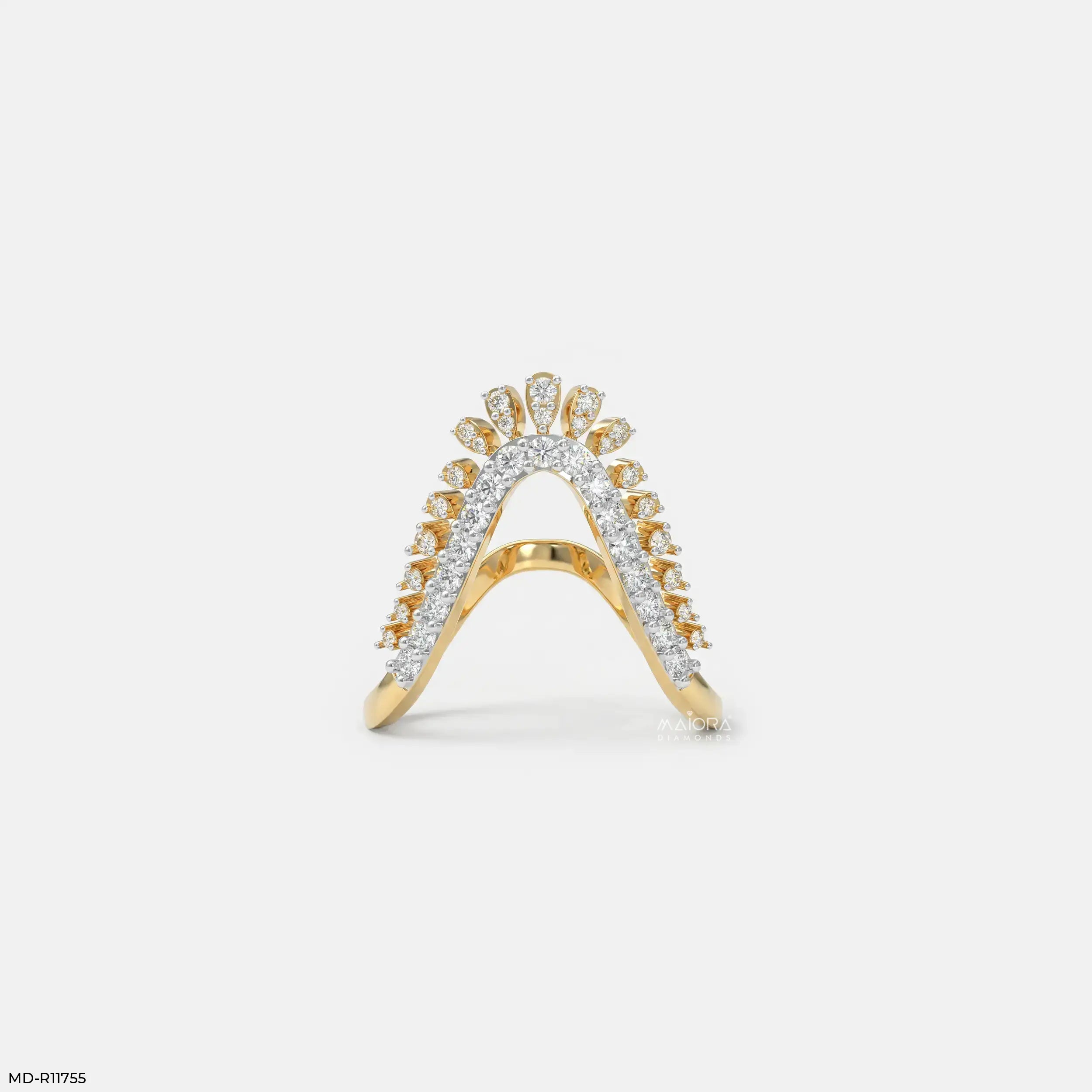 Dual Tone Phoenix Vanki Diamond Ring 9K Yellow Gold