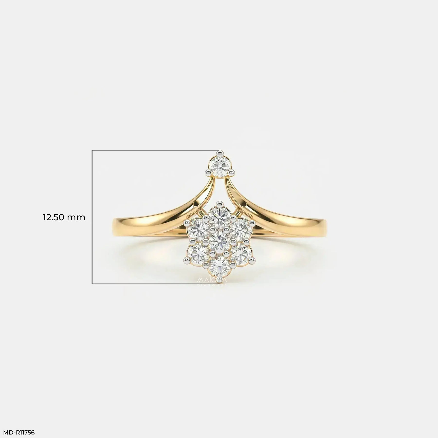 Shining V Flora Diamond Ring 9K Rose Gold