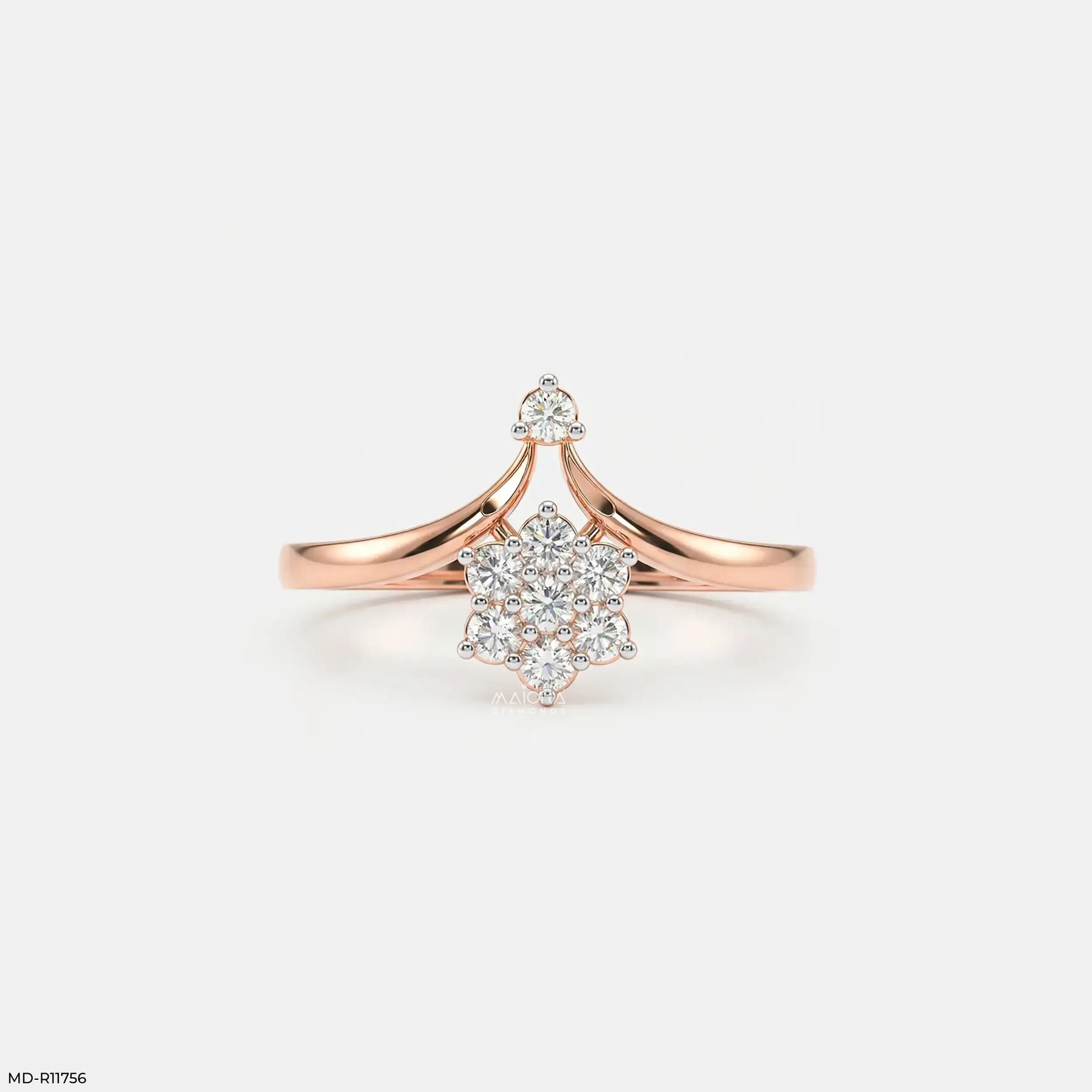 Shining V Flora Diamond Ring 9K Rose Gold