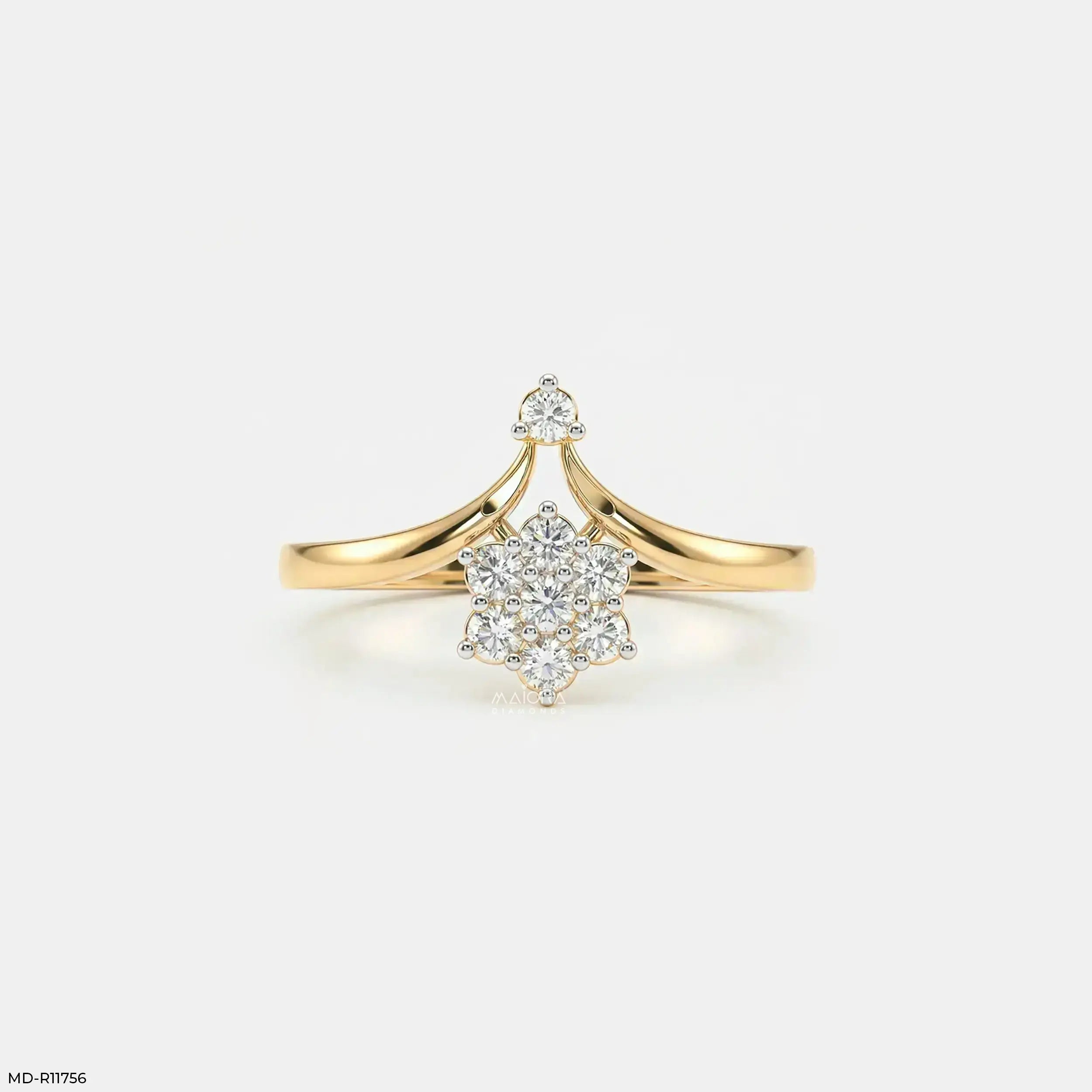 Shining V Flora Vanki Diamond Ring 9K Yellow Gold