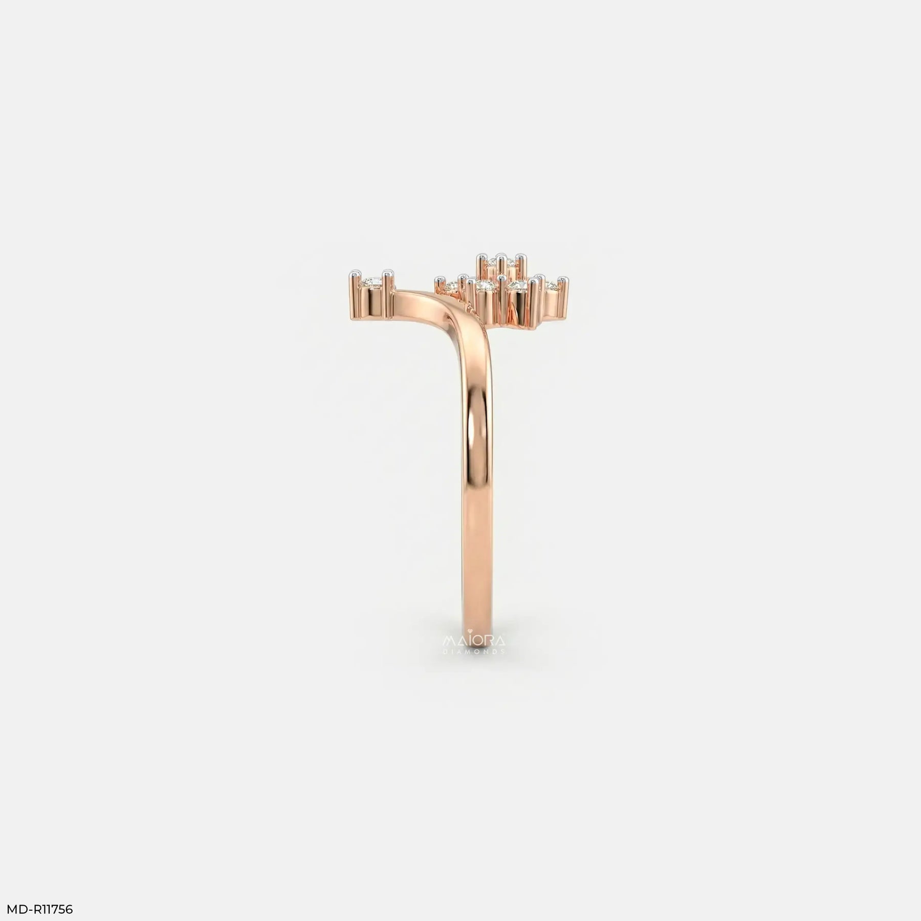 Shining V Flora Diamond Ring 9K Rose Gold