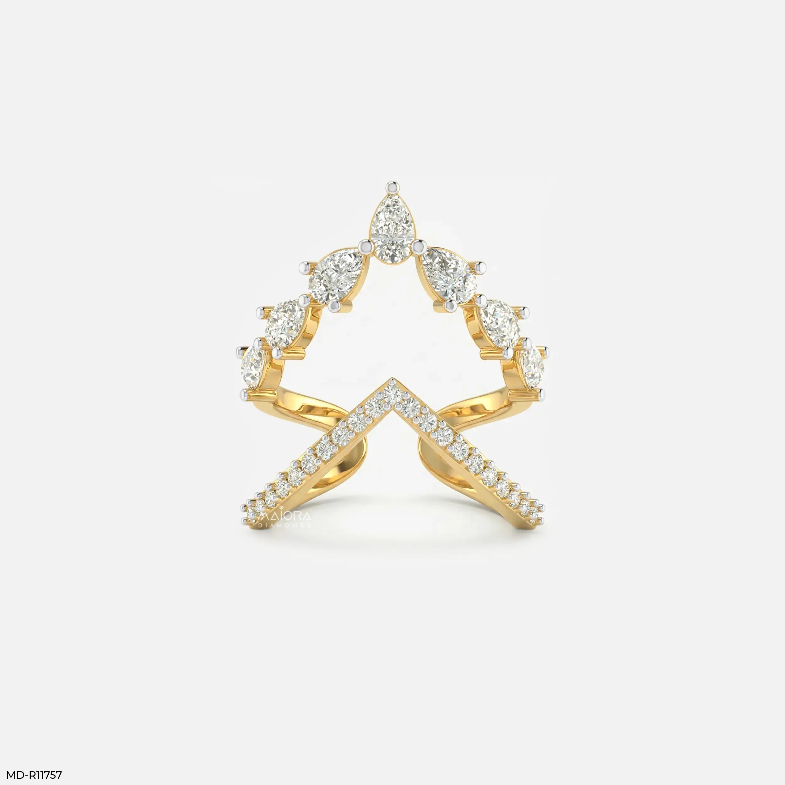 Divergent Liner Vanki Diamond Ring 9K Yellow Gold