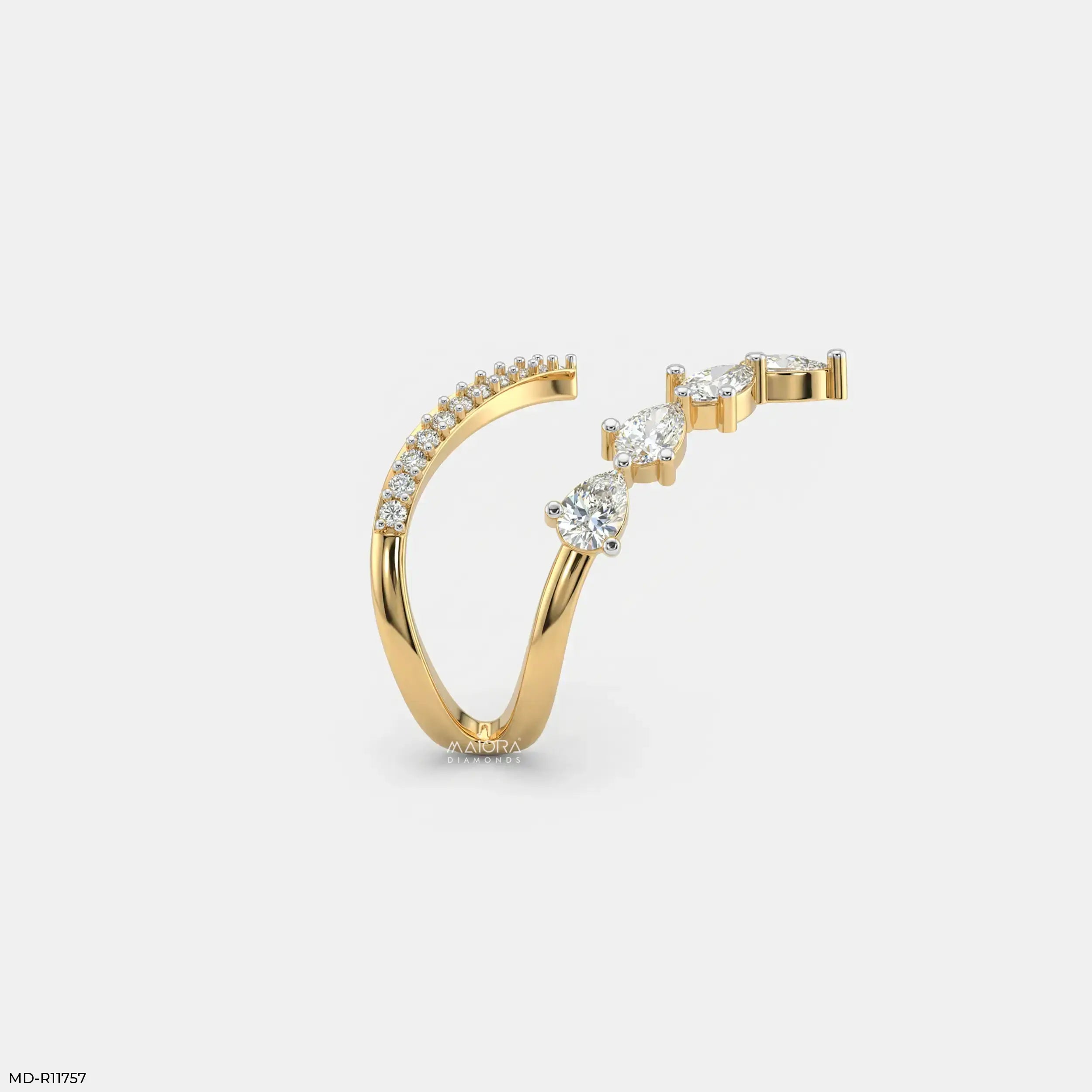 Divergent Liner Vanki Diamond Ring 9K Yellow Gold