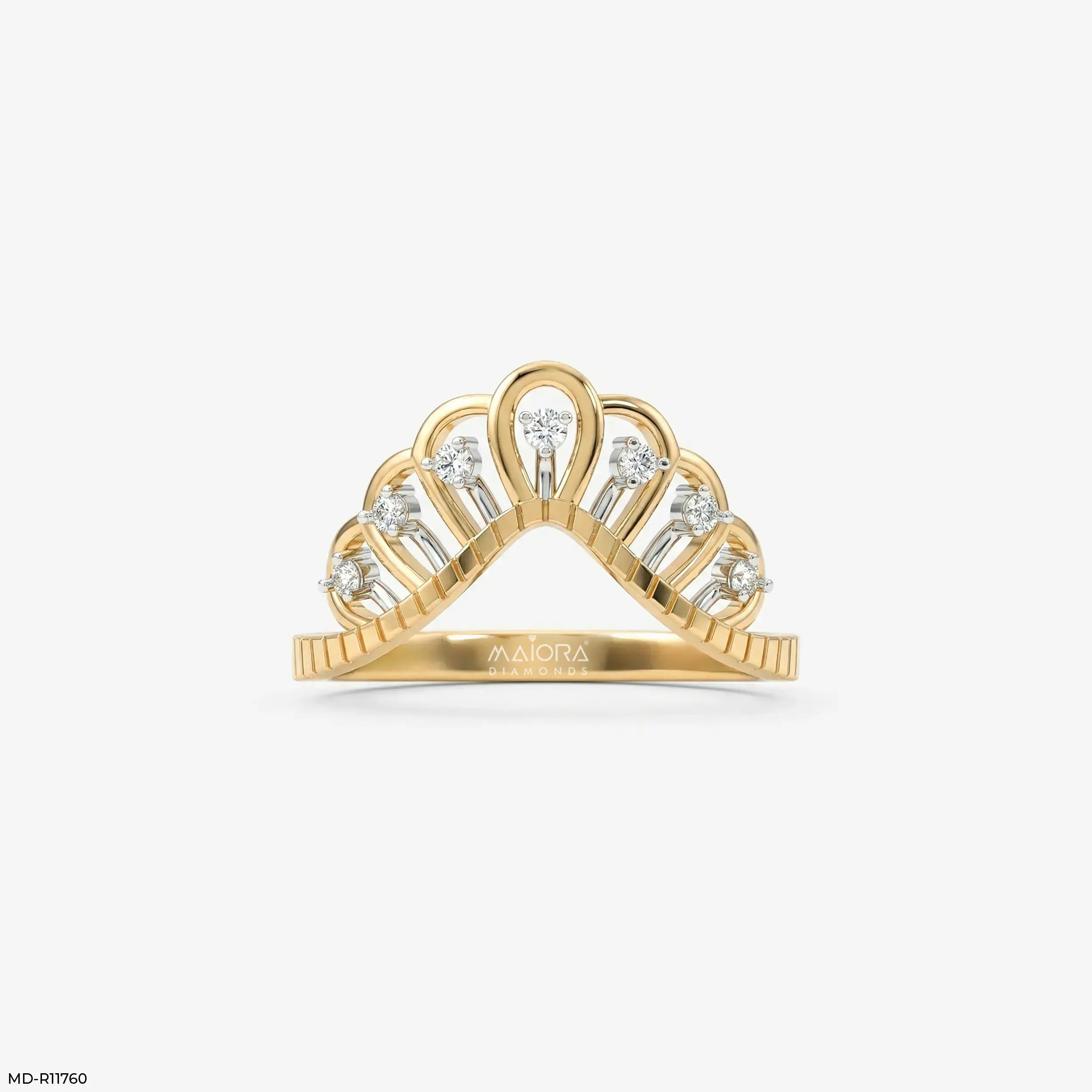 Regal Crown Vanki Diamond Ring 9K Yellow Gold
