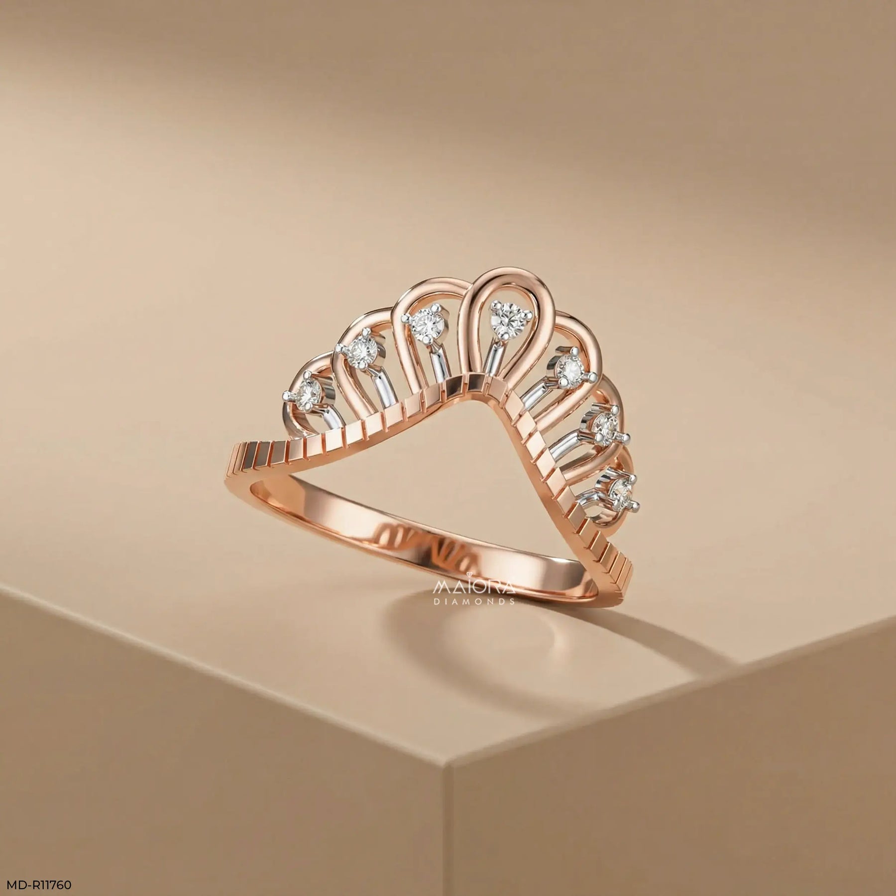 Regal Crown Diamond Ring 9K Yellow Gold
