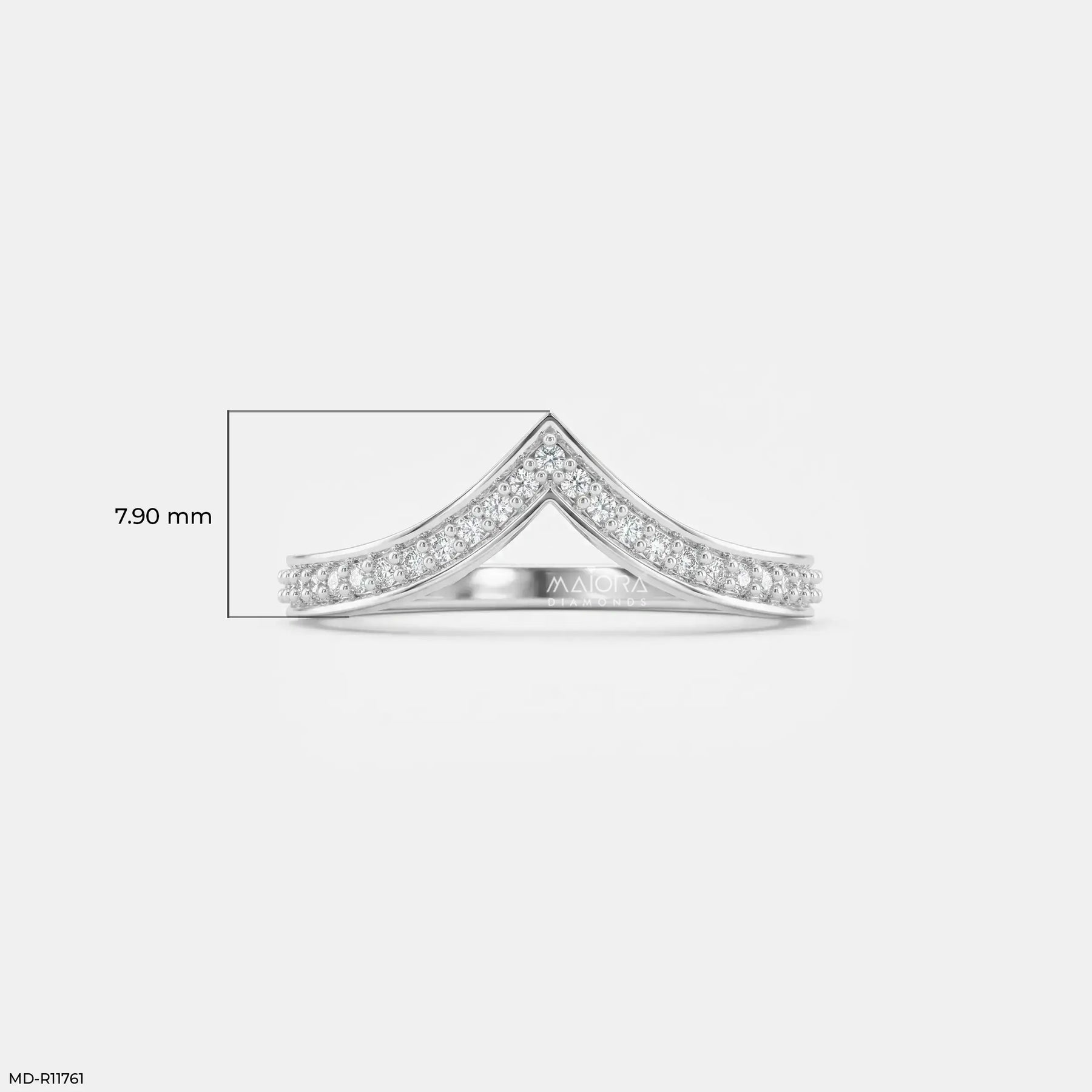 Shiney Inverted Diamond Ring  9K White Gold