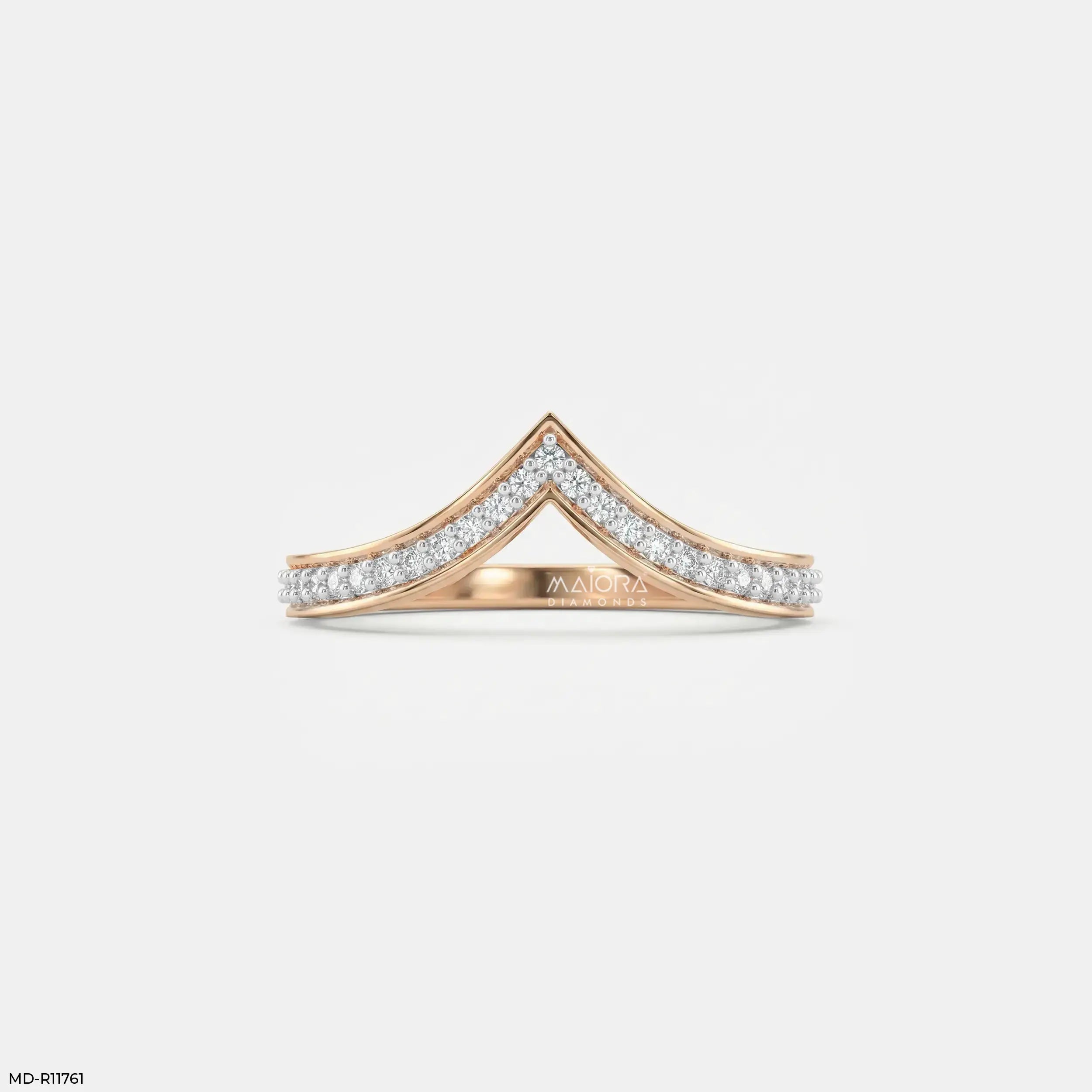 Shiney Inverted Vanki Diamond Ring 9K Yellow Gold
