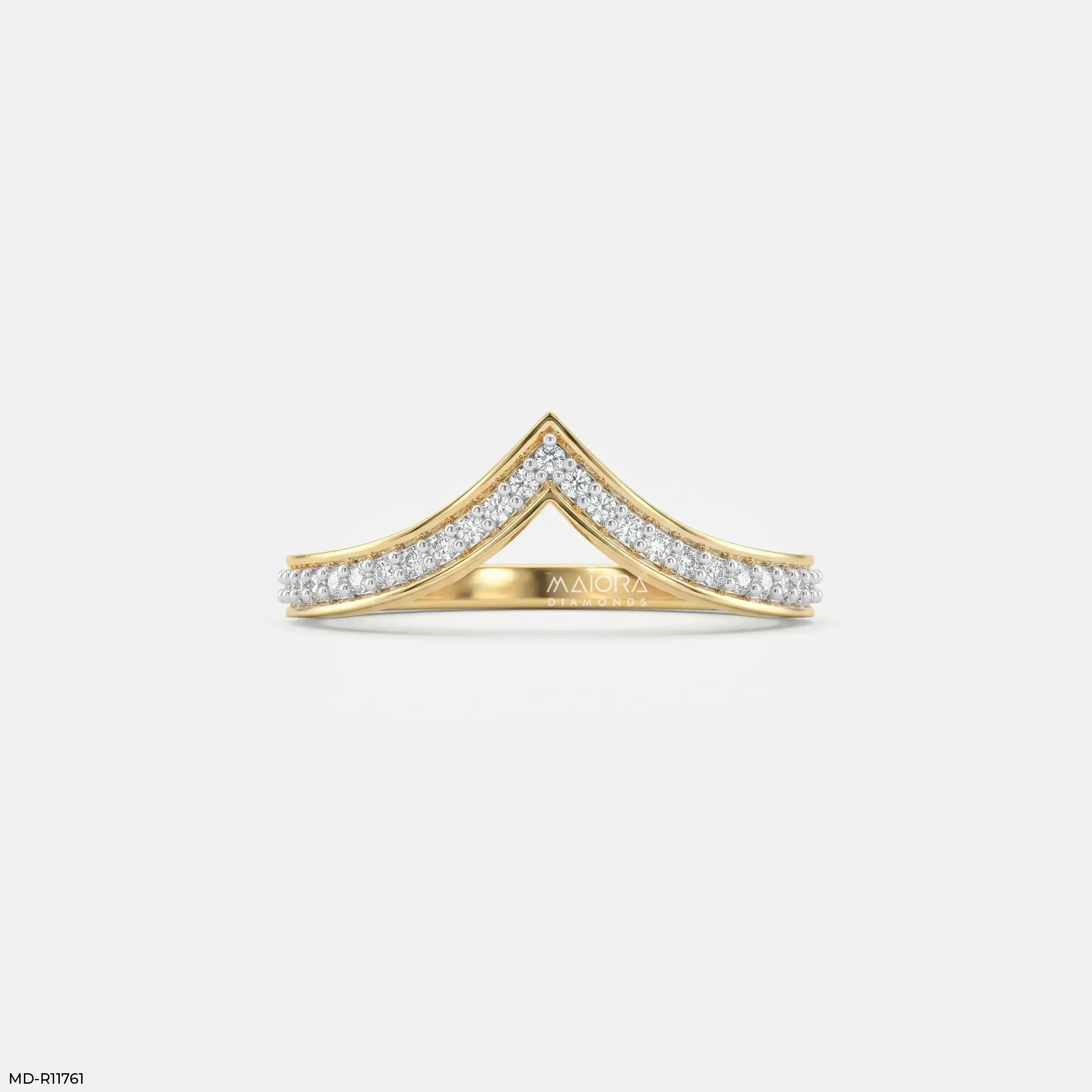 Shiney Inverted Vanki Diamond Ring 9K Yellow Gold
