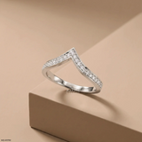 Shiney Inverted Diamond Ring  9K White Gold