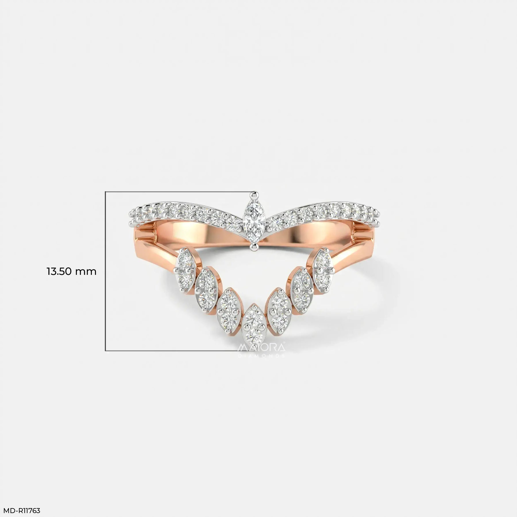 Lunar Modular Arc Vanki Diamond Ring 9K Rose Gold