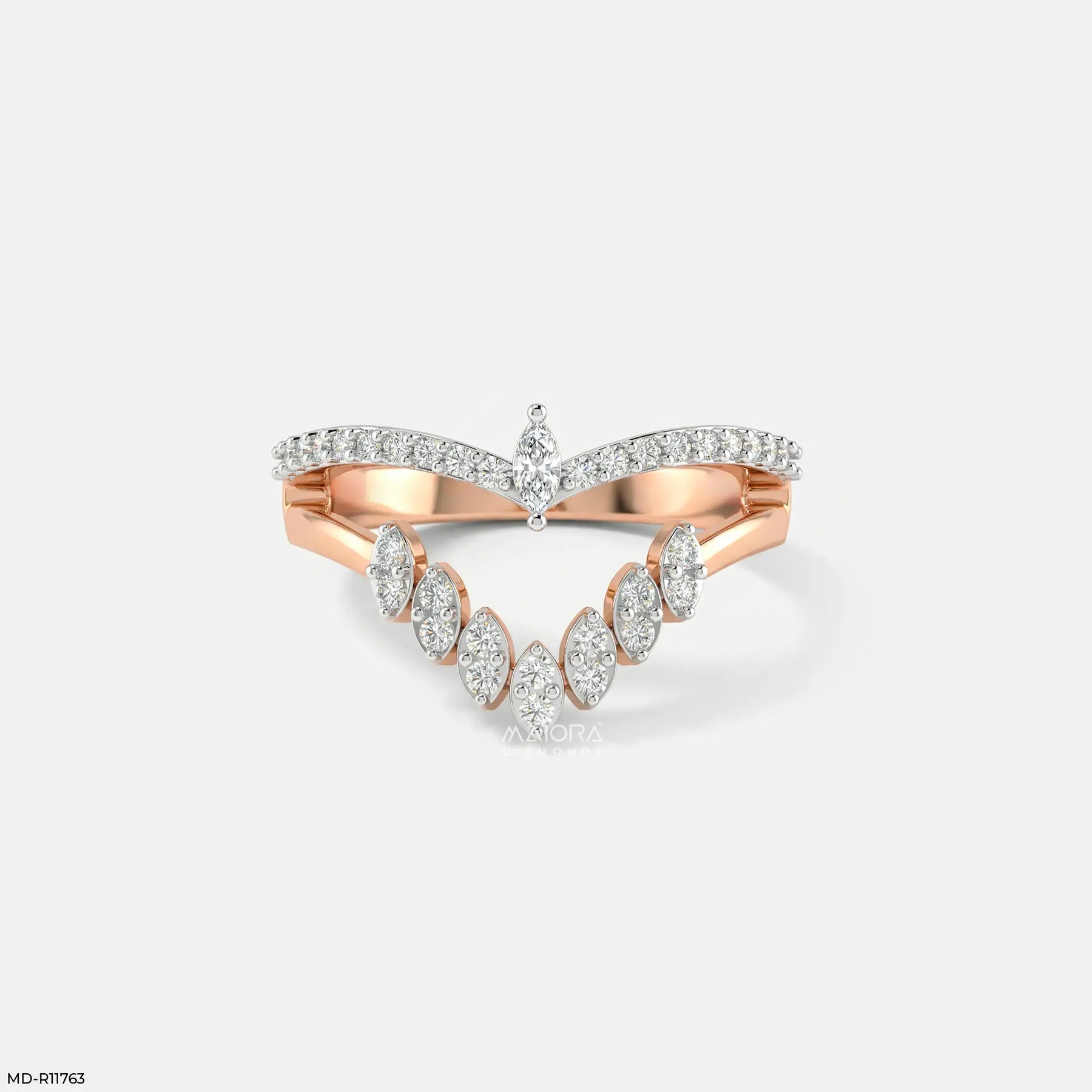 Lunar Modular Arc Vanki Diamond Ring 9K Rose Gold