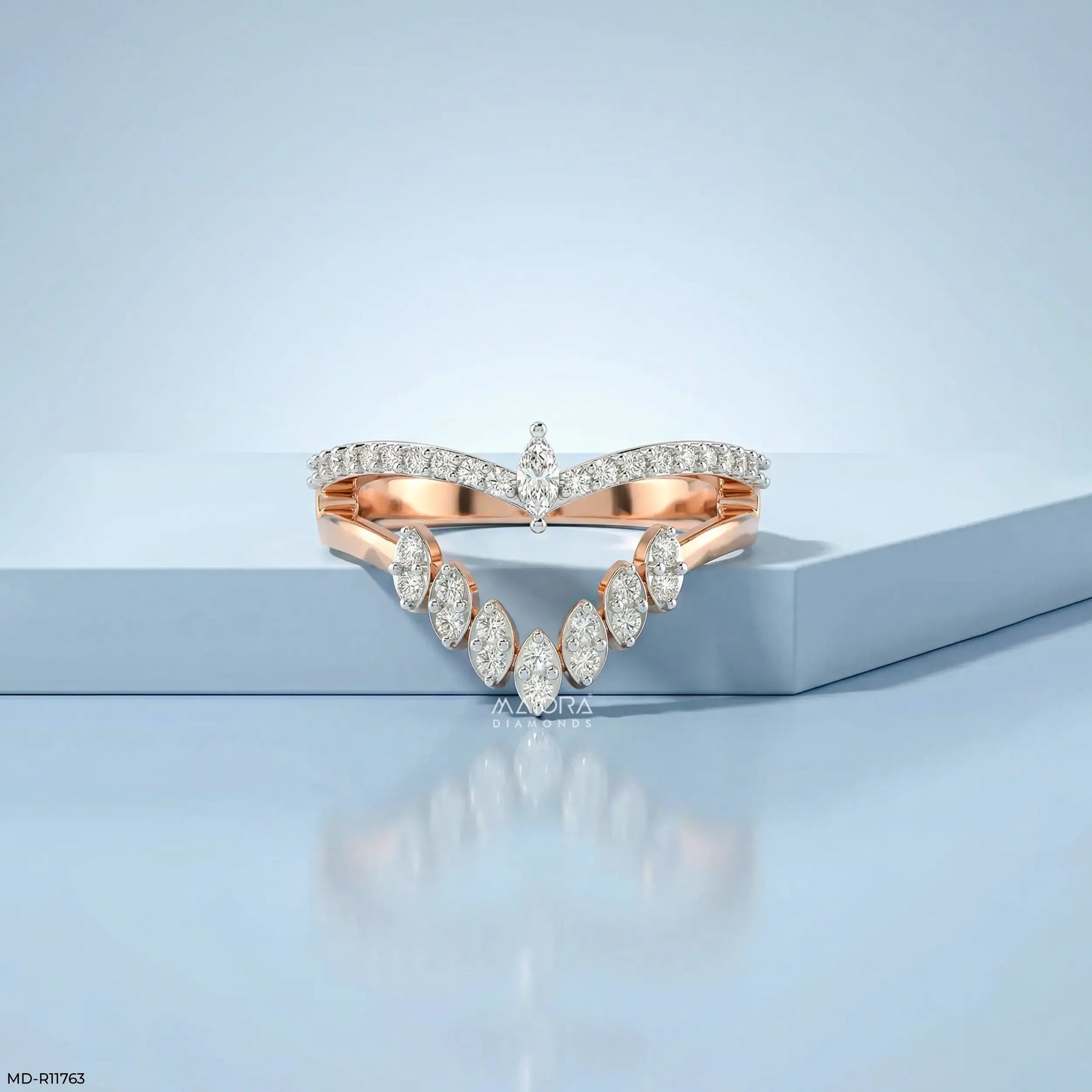 Lunar Modular Arc Vanki Diamond Ring 9K Rose Gold