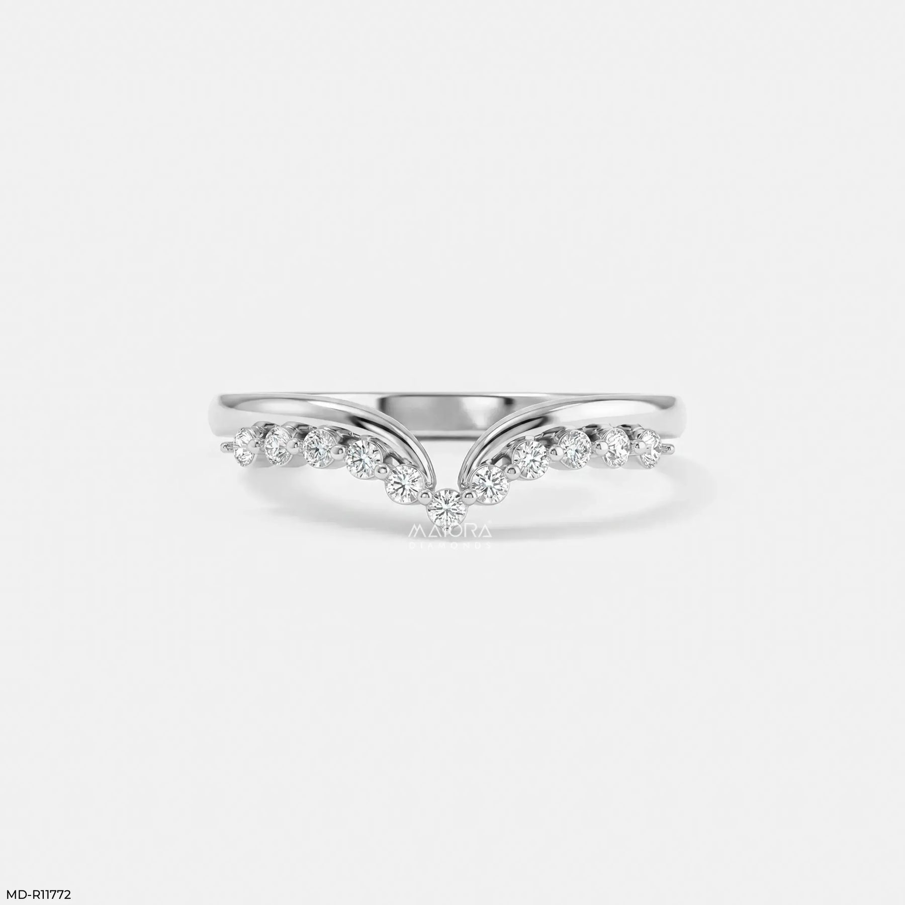 Sweep Bridge Vanki Diamond Ring 9K White Gold