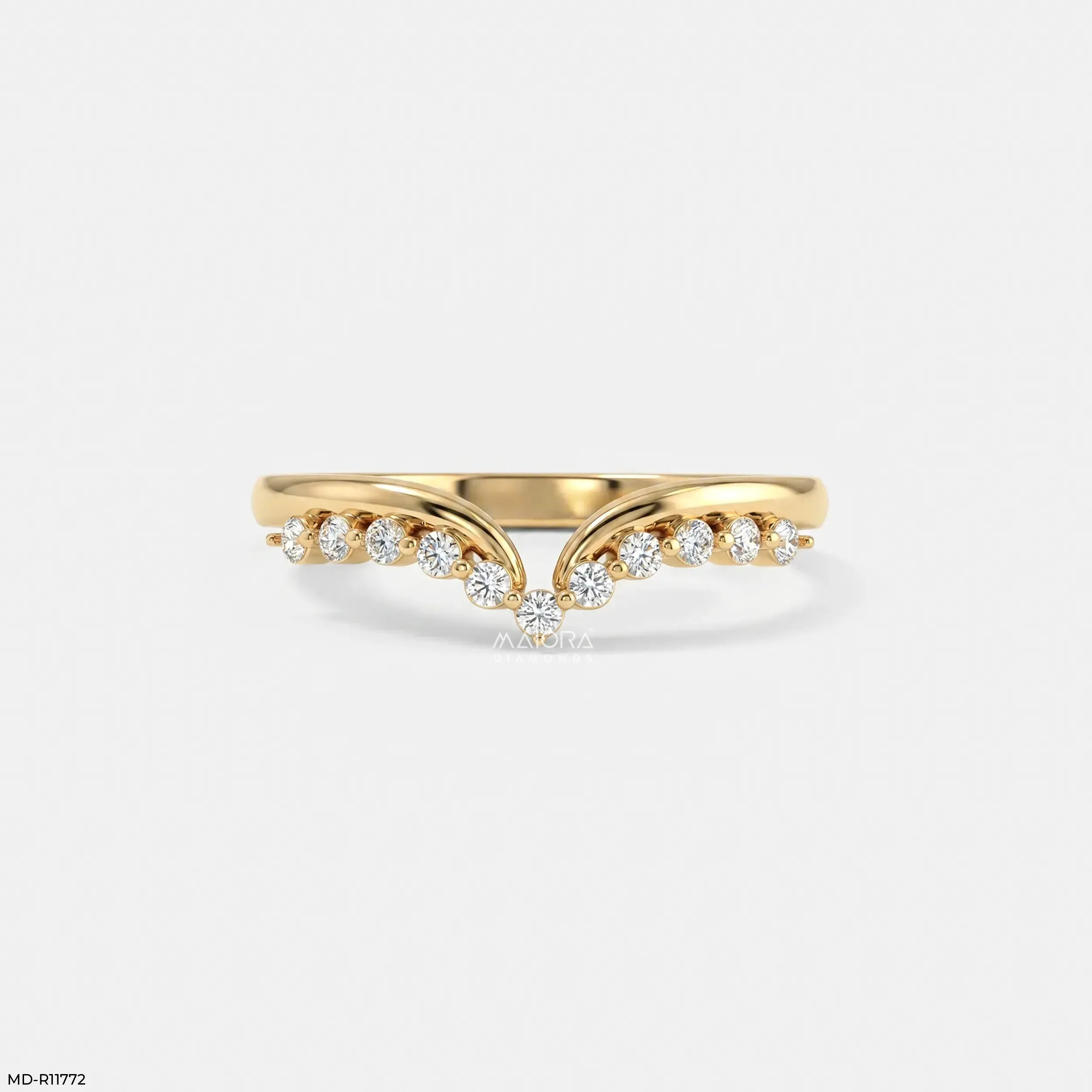 Sweep Bridge Vanki Diamond Ring 9K Yellow Gold