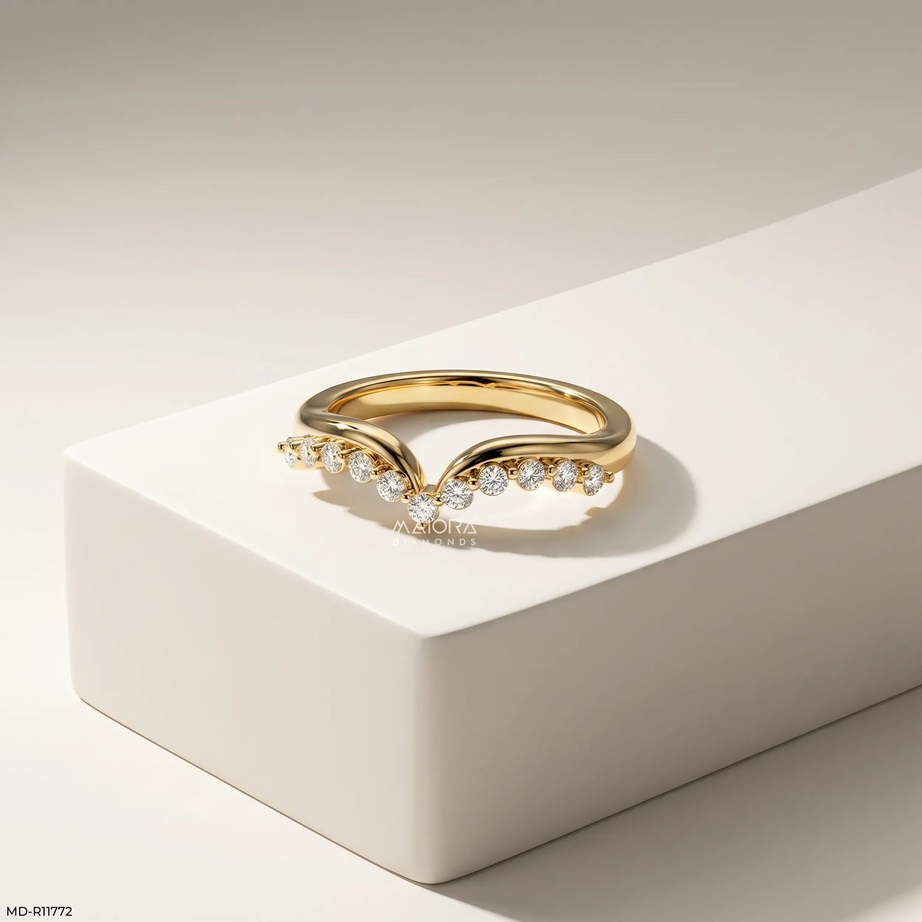 Sweep Bridge Vanki Diamond Ring 9K White Gold