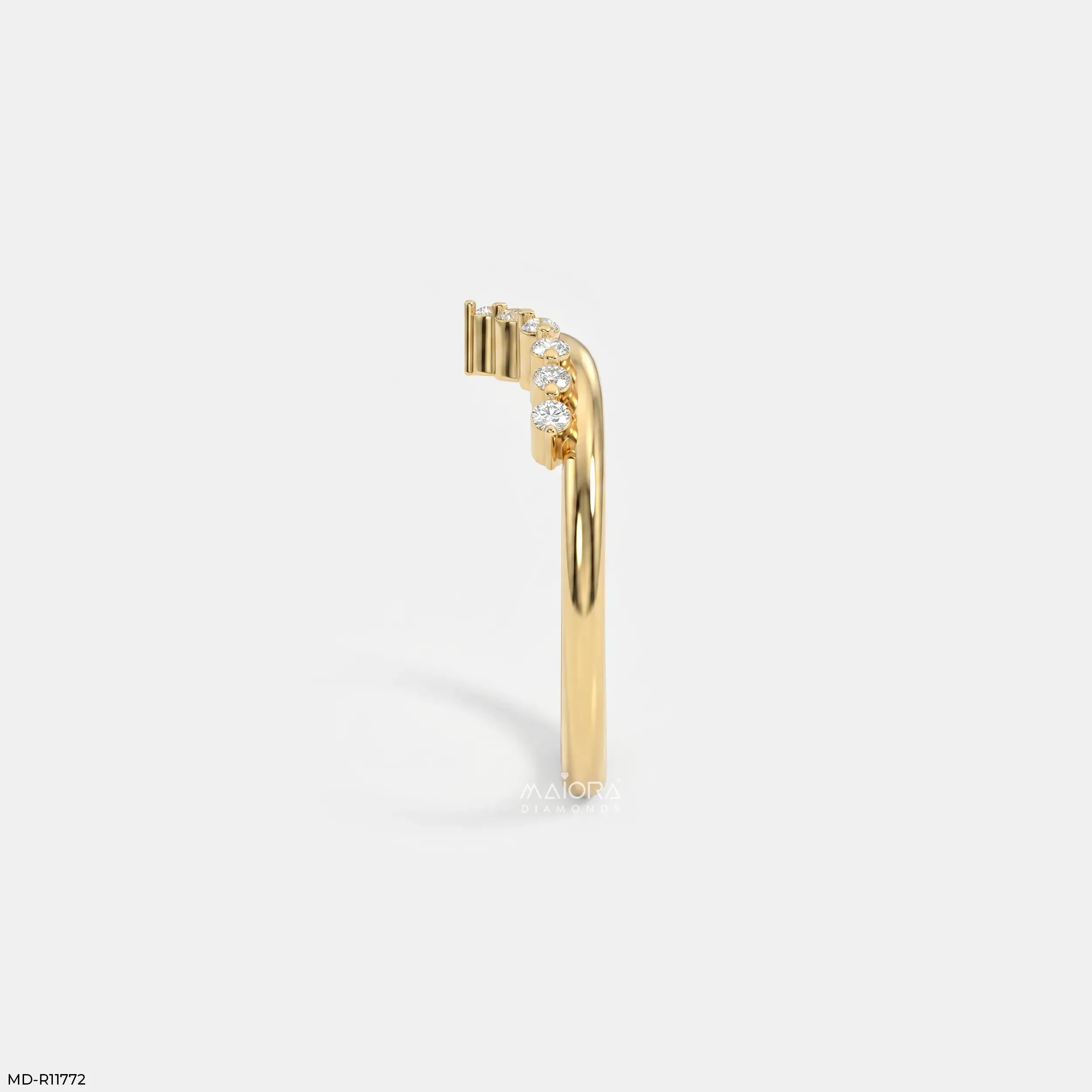 Sweep Bridge Vanki Diamond Ring 9K Yellow Gold
