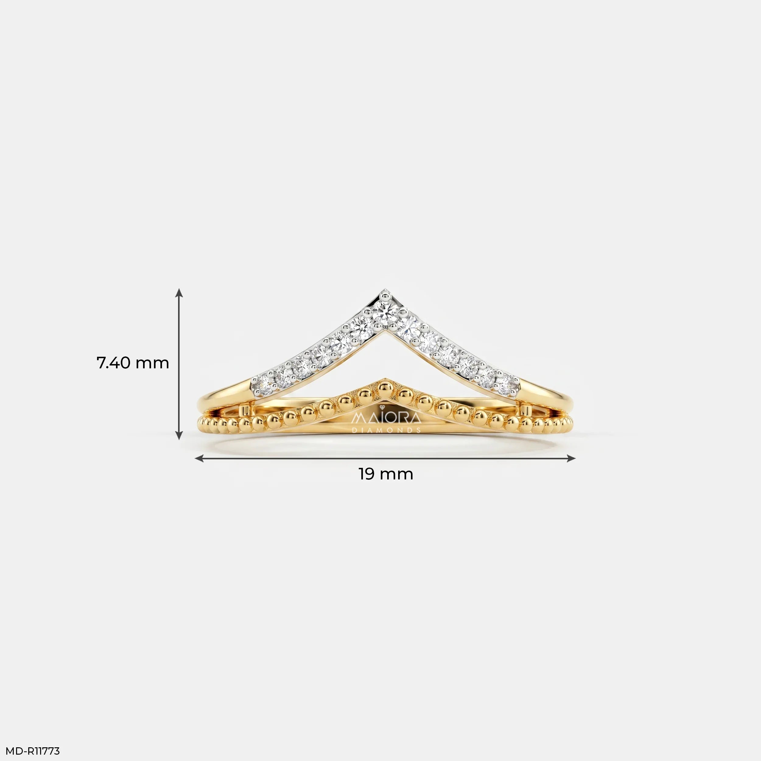 Doublet Aero Arc Vanki Diamond Ring 9K Yellow Gold
