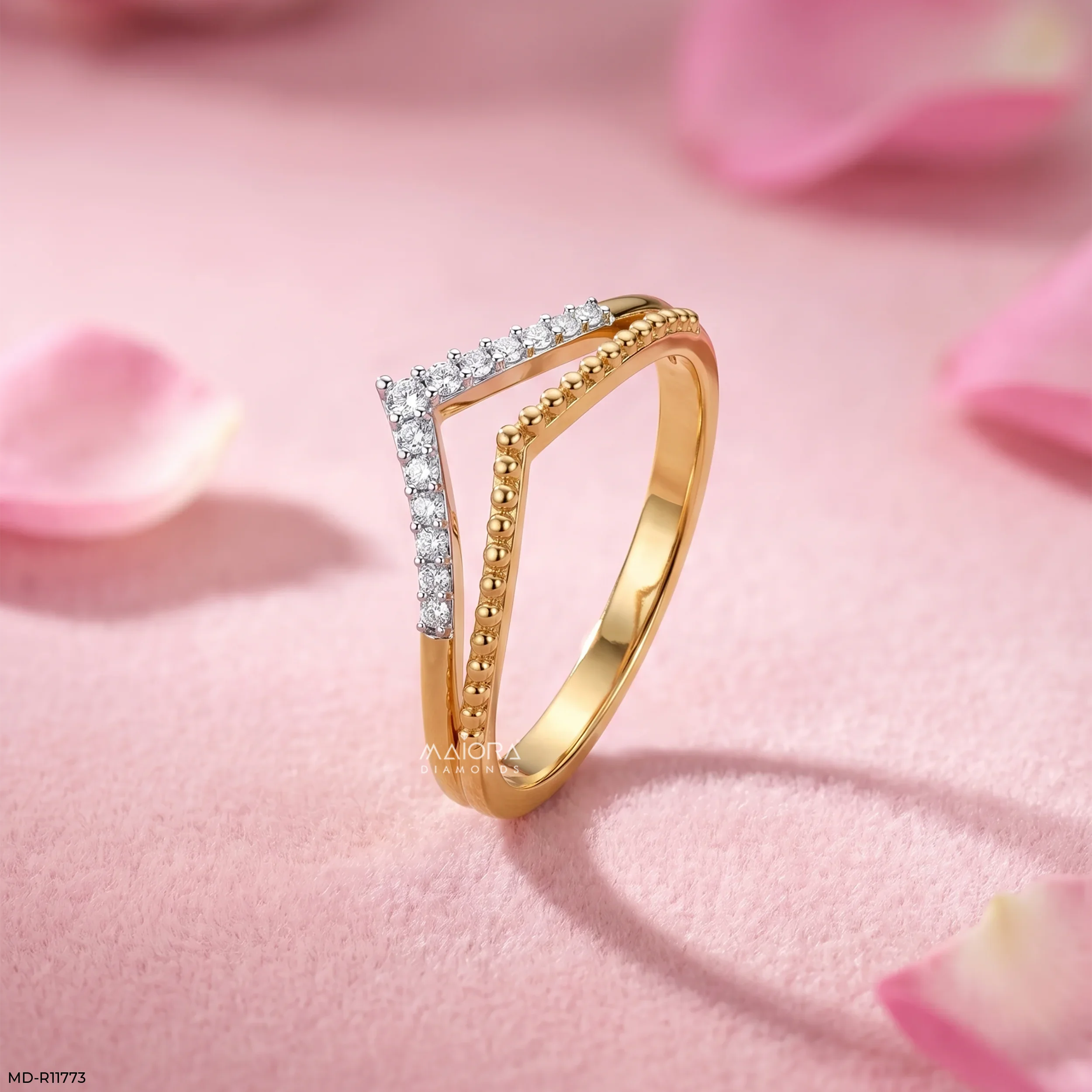Doublet Aero Arc Vanki Diamond Ring 9K Yellow Gold