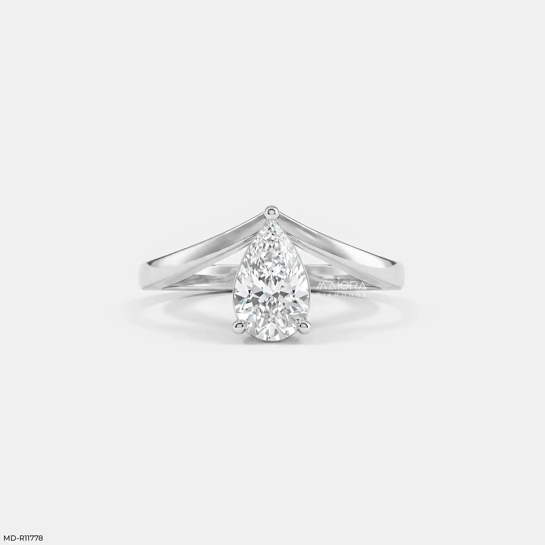 Simply Solitaire Pear Vanki Diamond Ring  Platinum 950