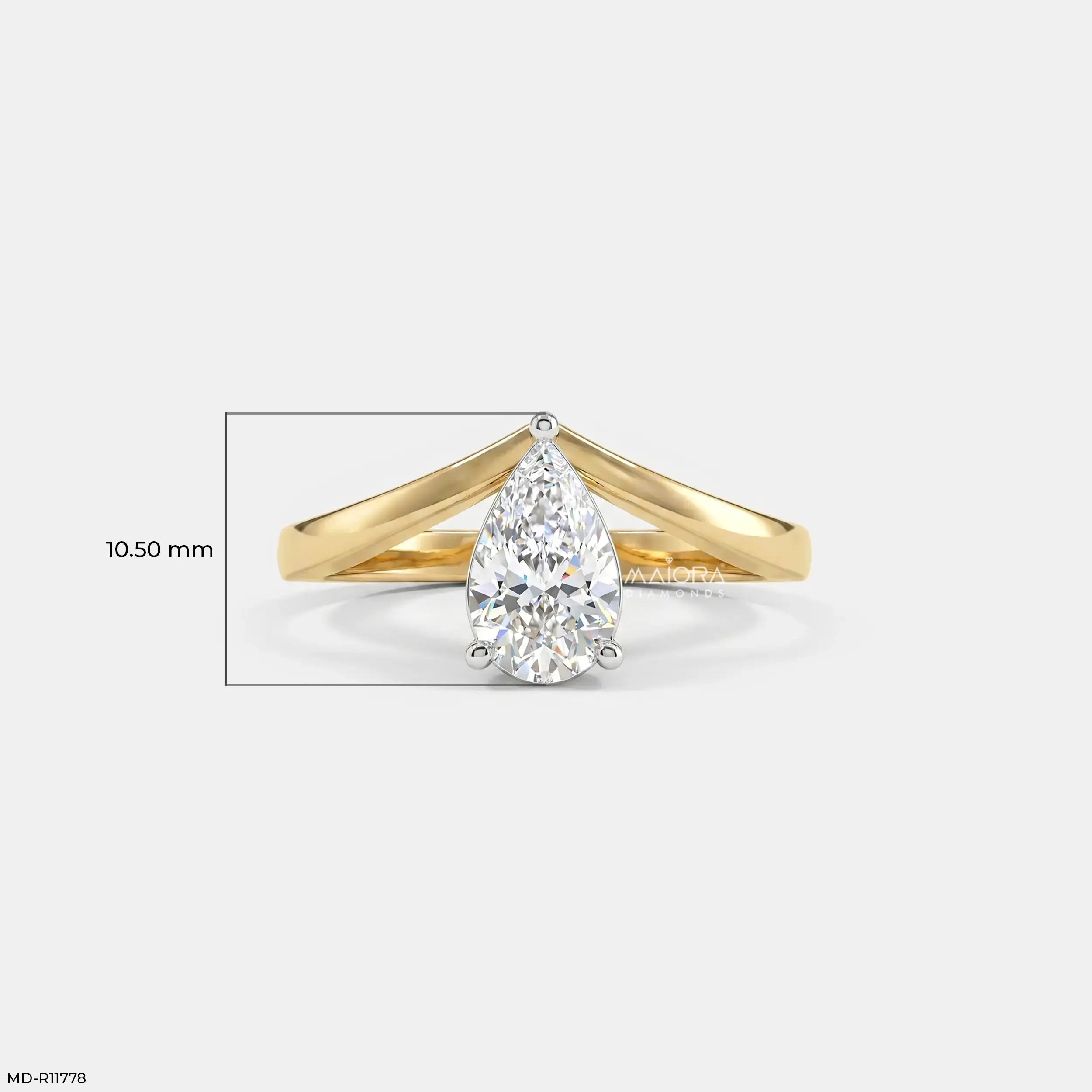 Simply Solitaire Pear Vanki Diamond Ring  9K Yellow Gold