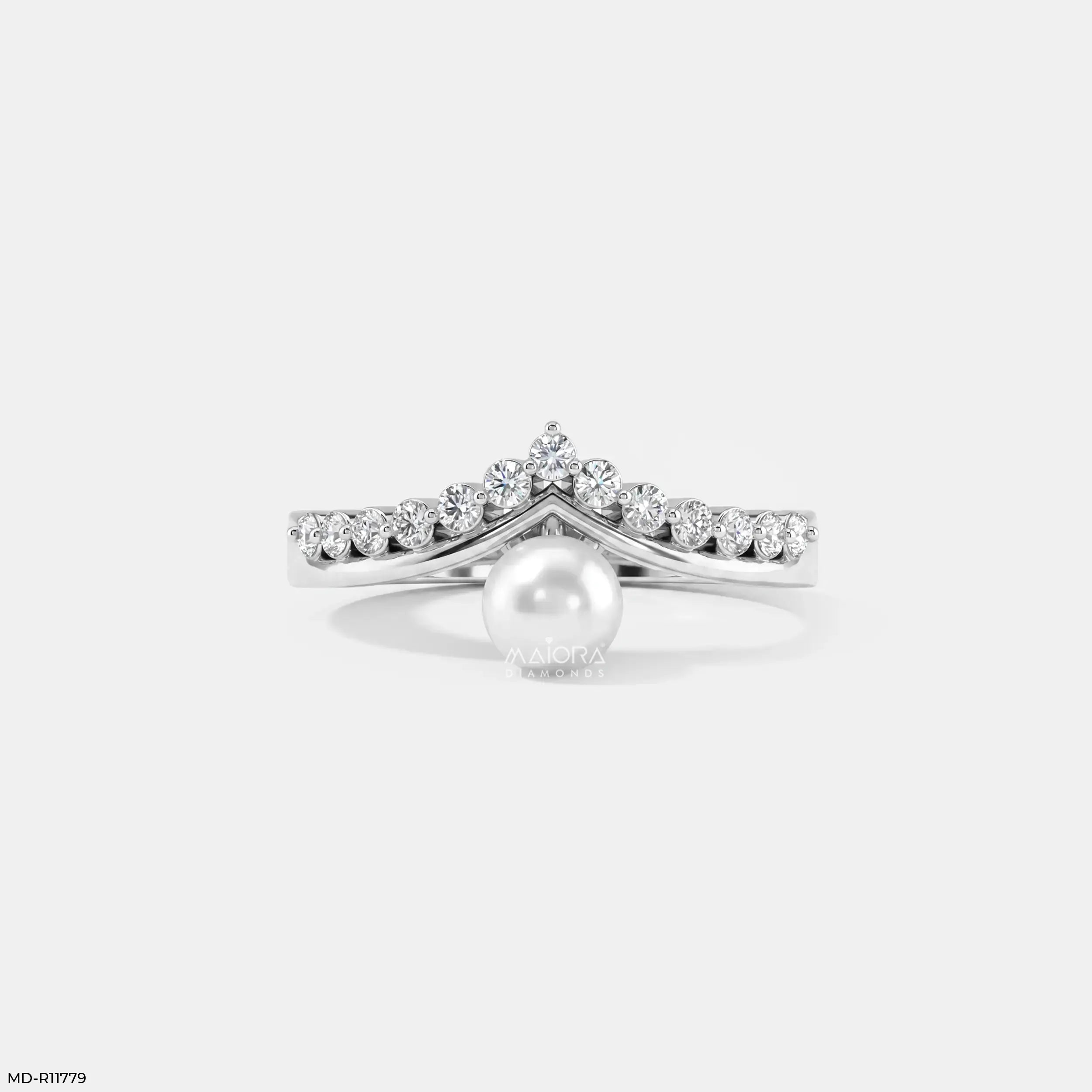 Moonlit Pearl Vanki Diamond Ring  9K Yellow Gold