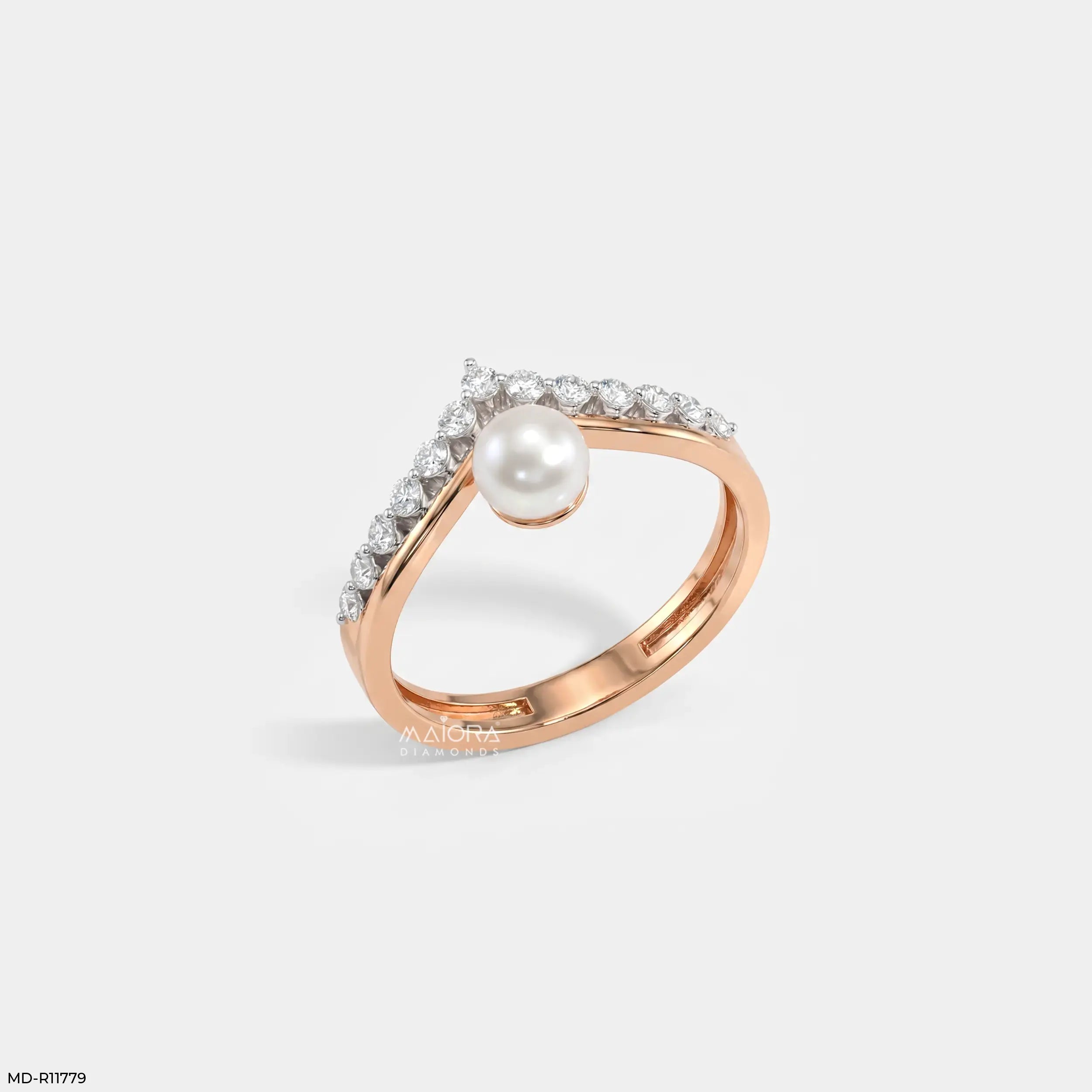 Moonlit Pearl Vanki Diamond Ring  9K Yellow Gold
