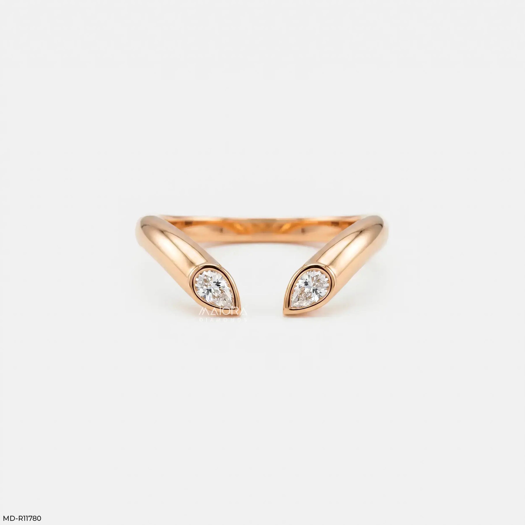 Open Cuff Flame Vanki Diamond Ring 9K Yellow Gold