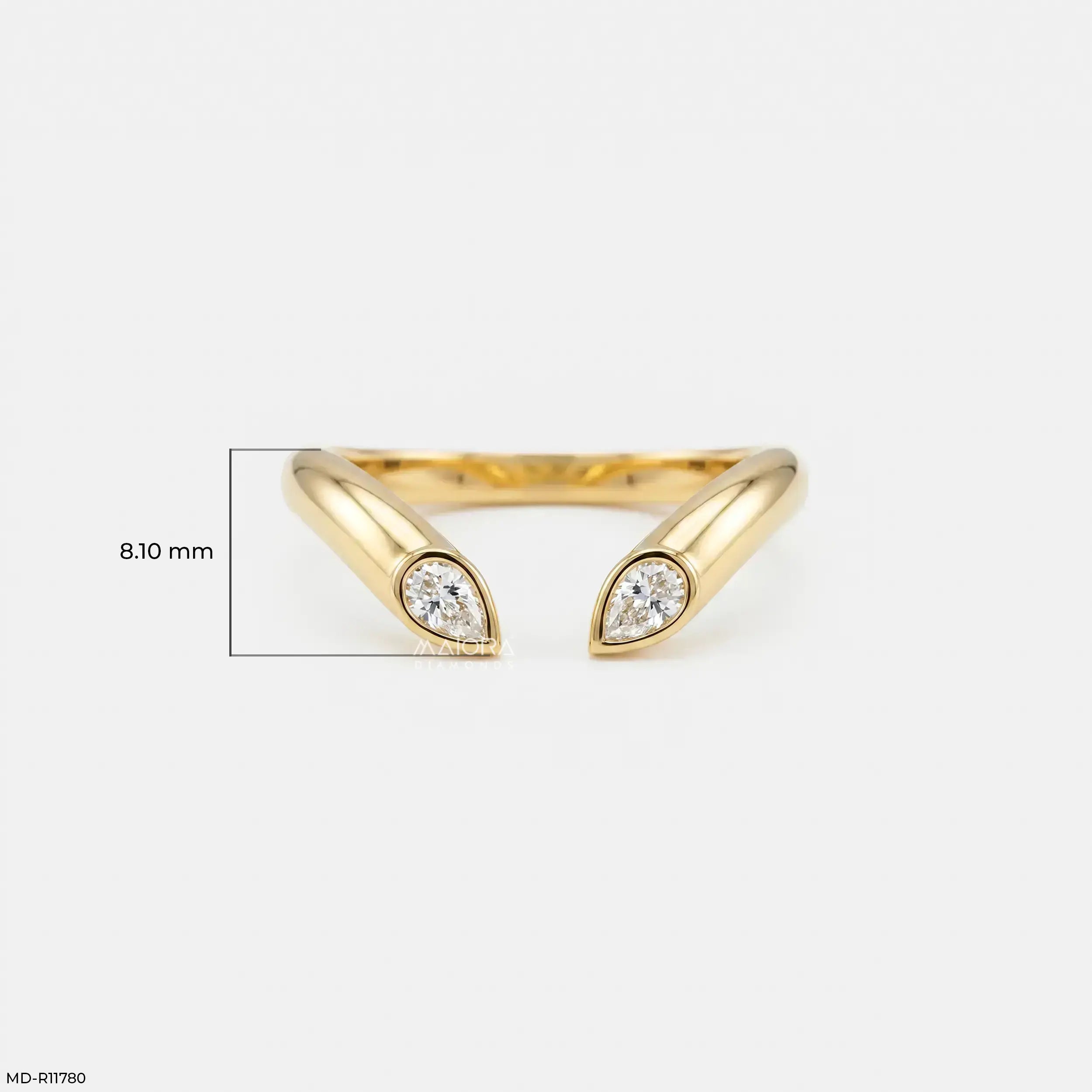 Open Cuff Flame Vanki Diamond Ring 14K Rose Gold