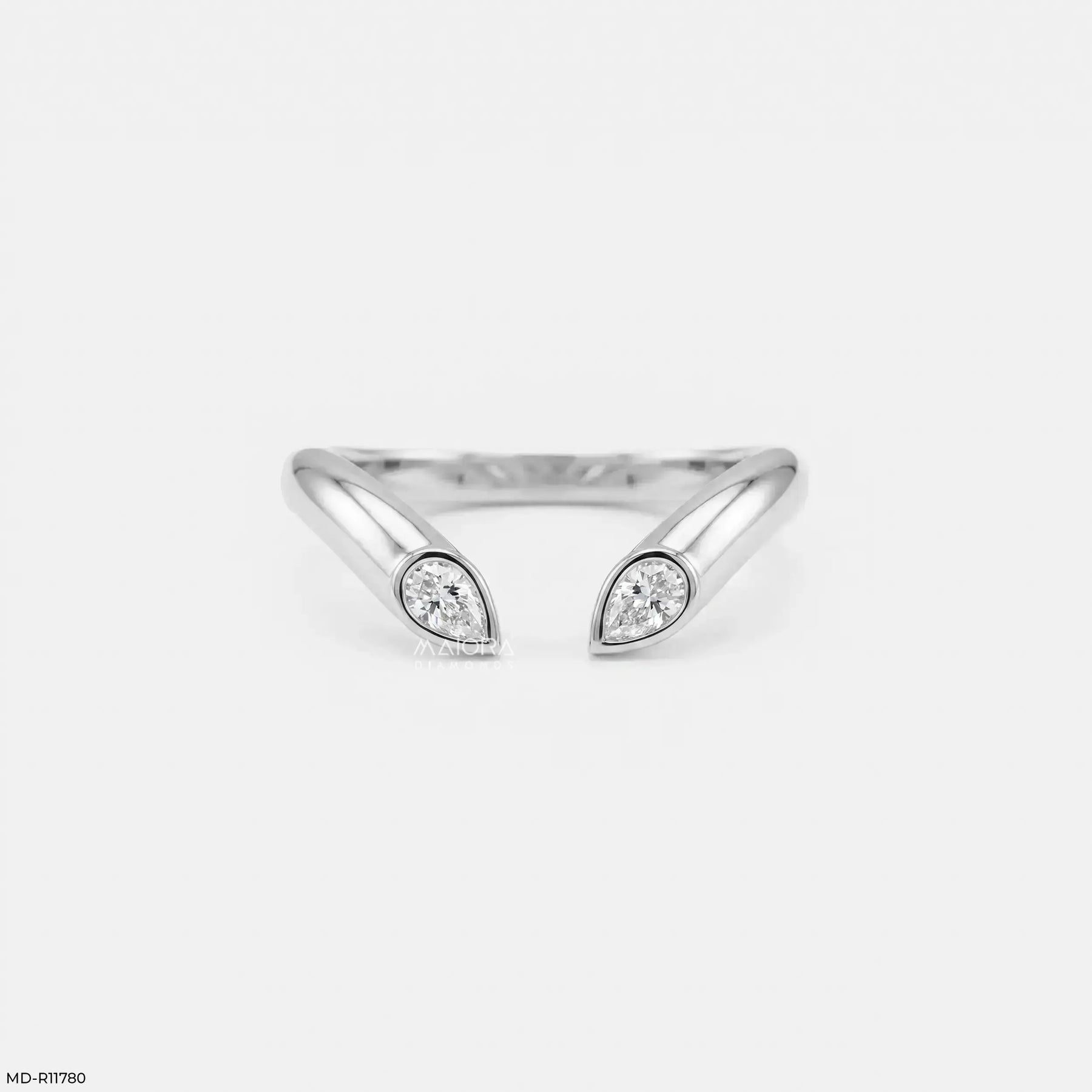 Open Cuff Flame Vanki Diamond Ring 9K Yellow Gold