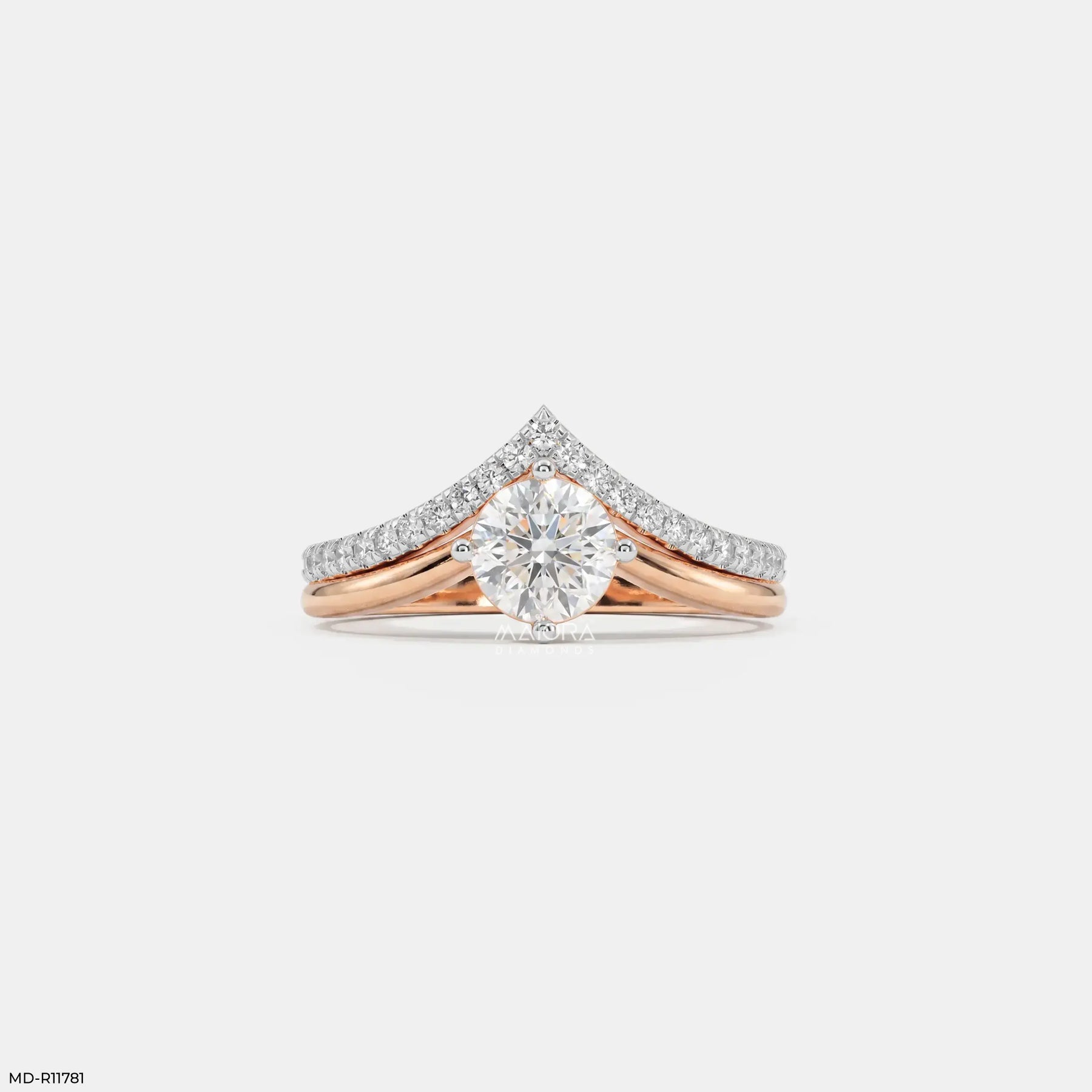 Modern Duo Solitaire Round Vanki Diamond Ring Platinum 950