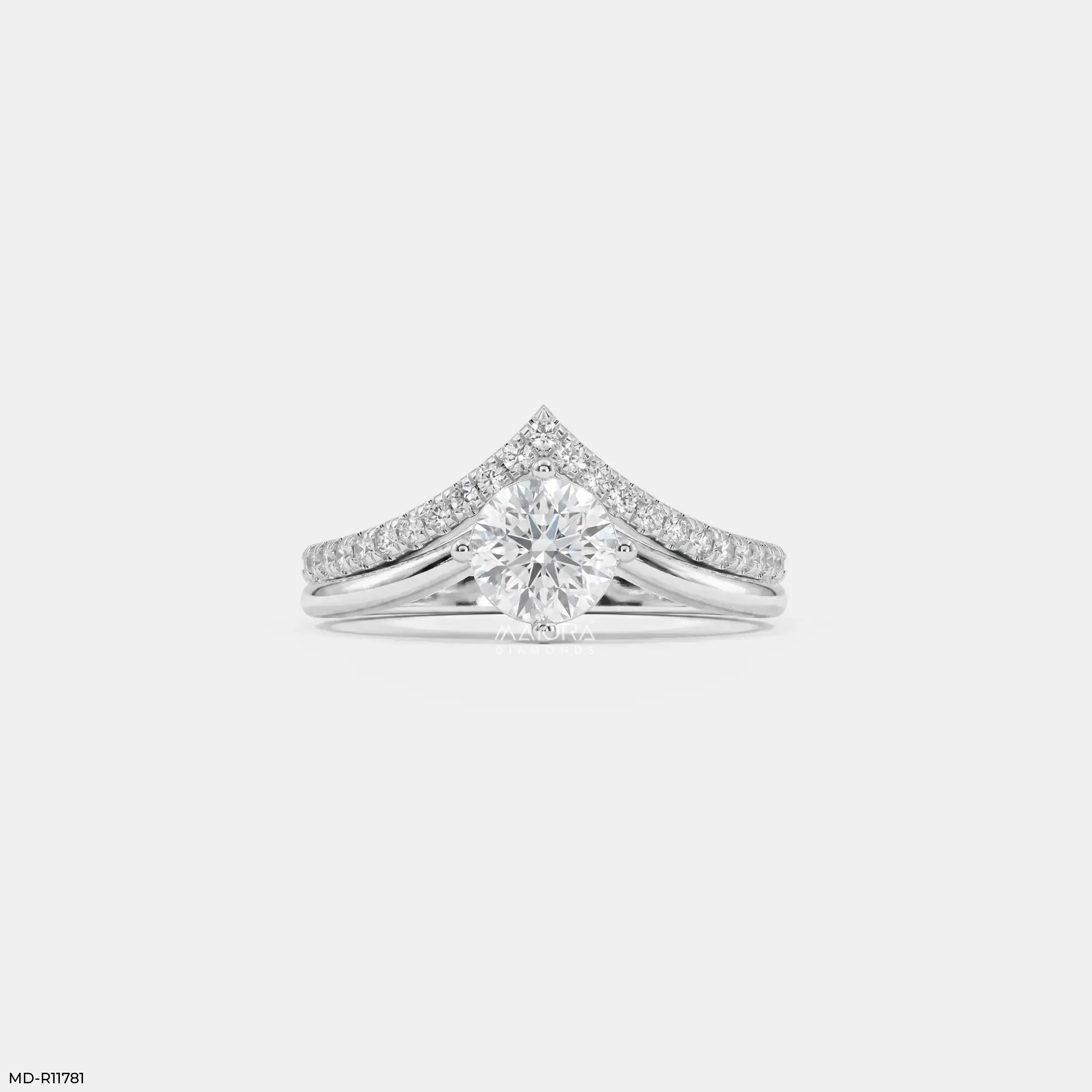 Modern Duo Solitaire Round Vanki Diamond Ring 9K Yellow Gold