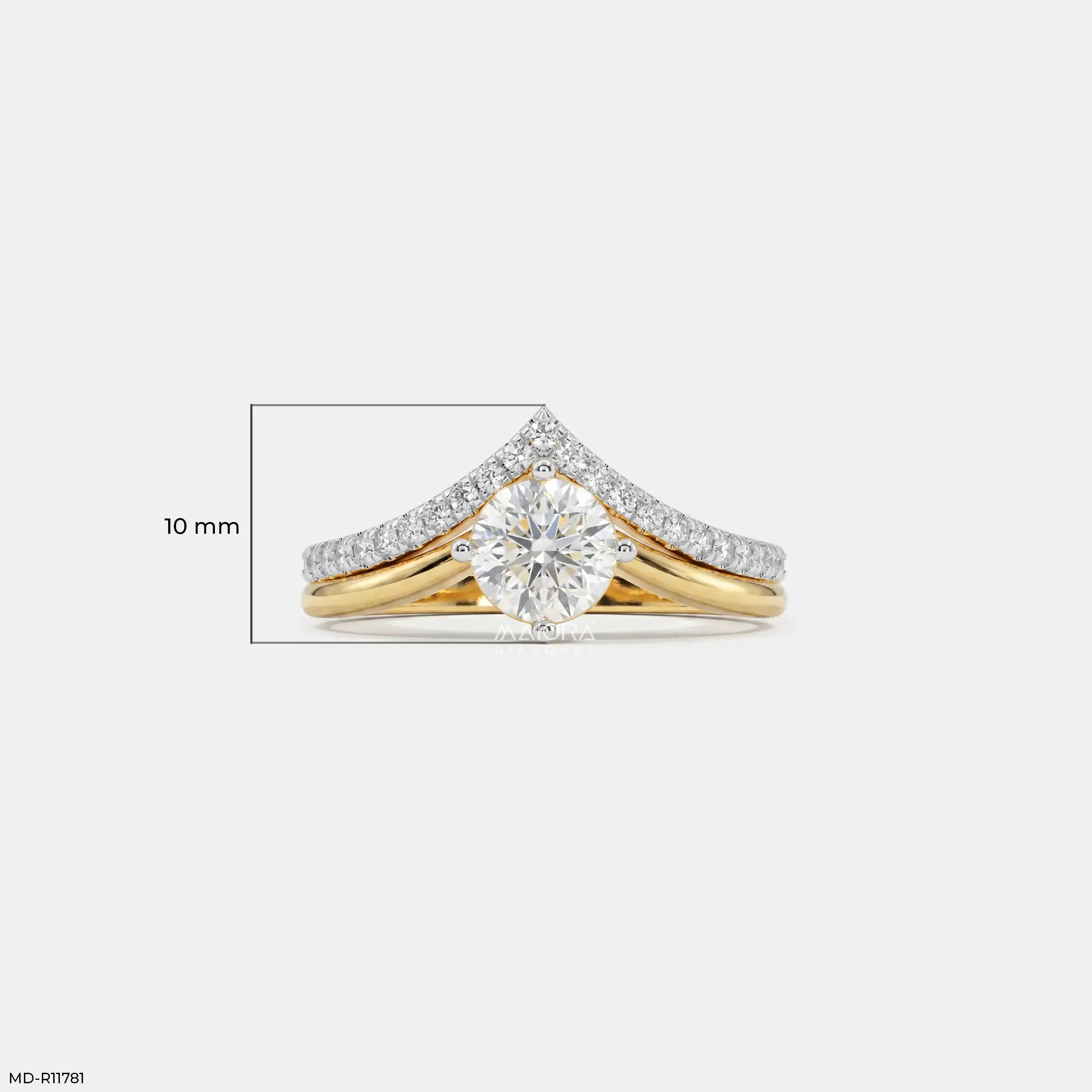 Modern Duo Solitaire Round Vanki Diamond Ring 9K Yellow Gold