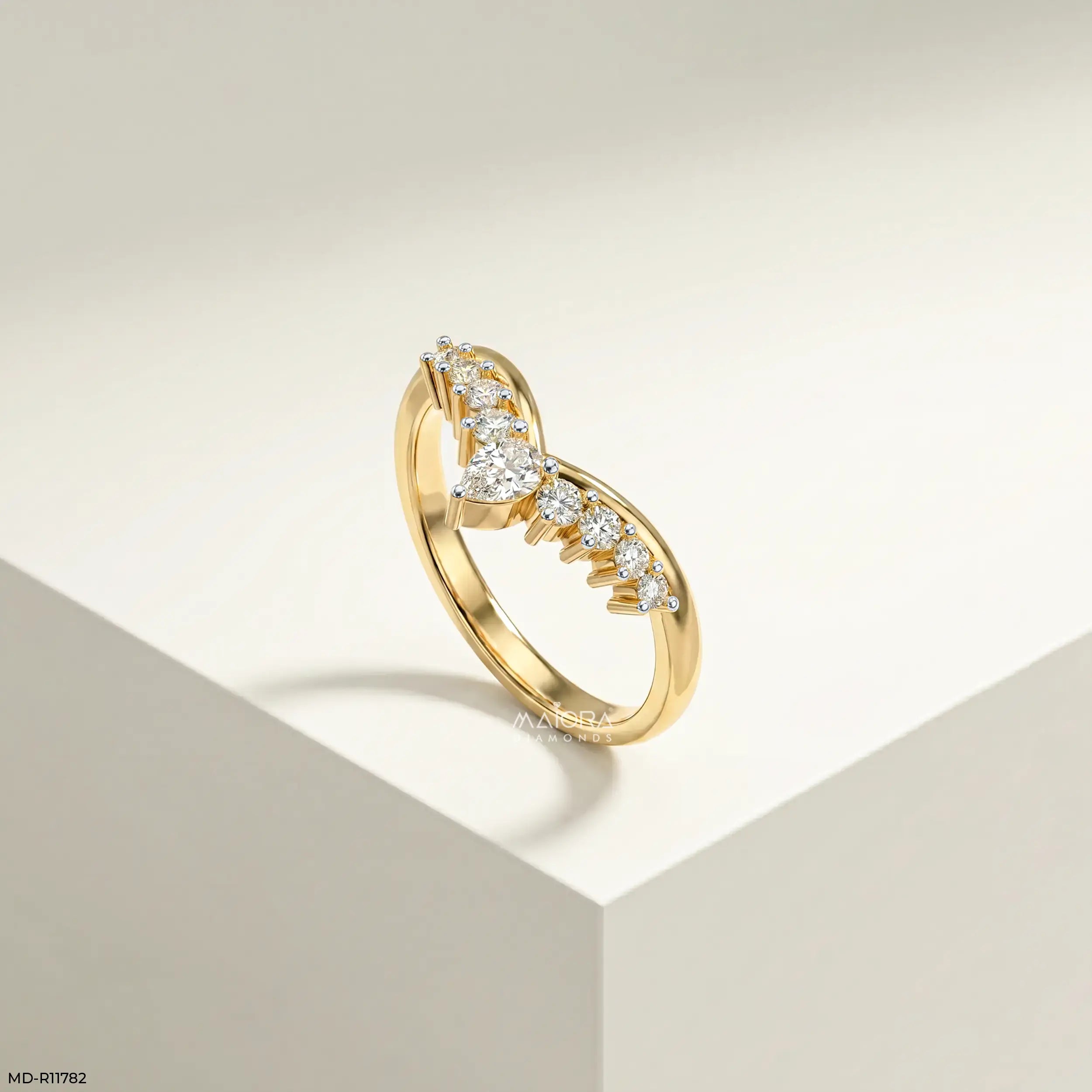 Petal Wave Vanki Diamond Ring 9K Yellow Gold