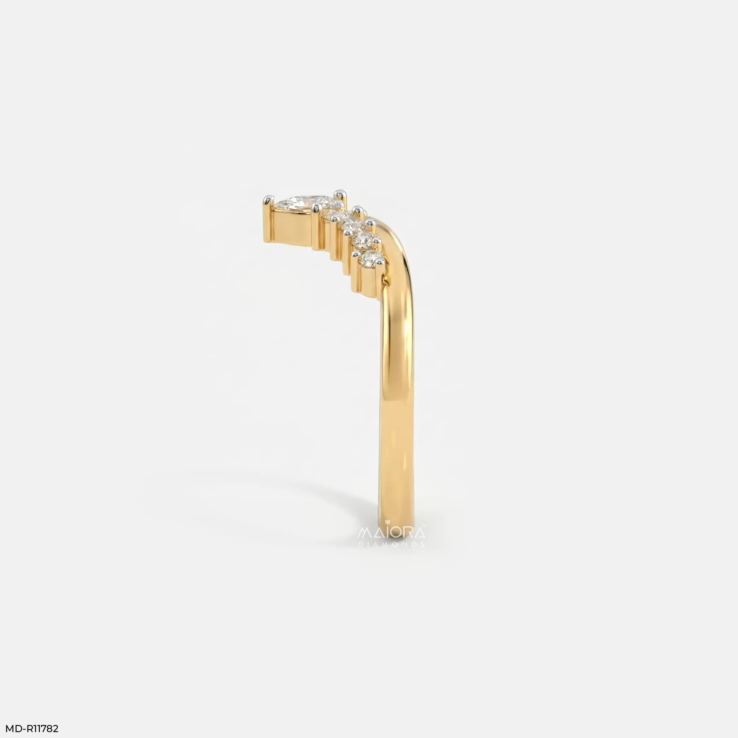 Petal Wave Vanki Diamond Ring 9K Yellow Gold