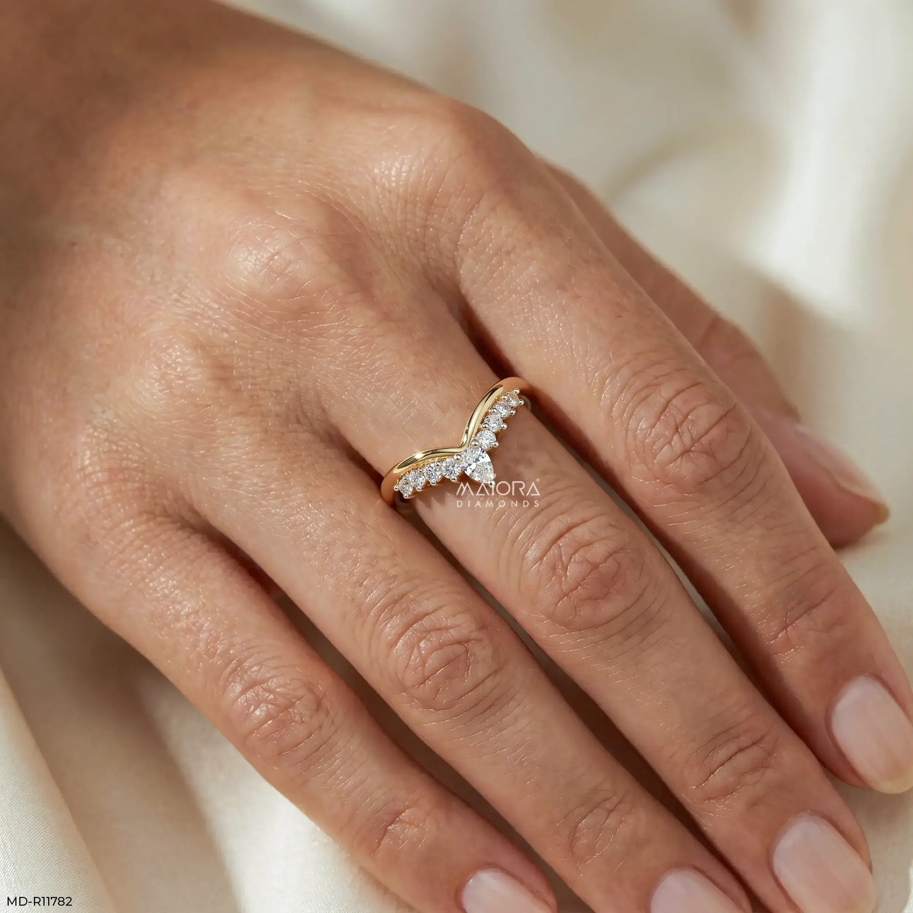 Petal Wave Diamond Ring 9K Rose Gold