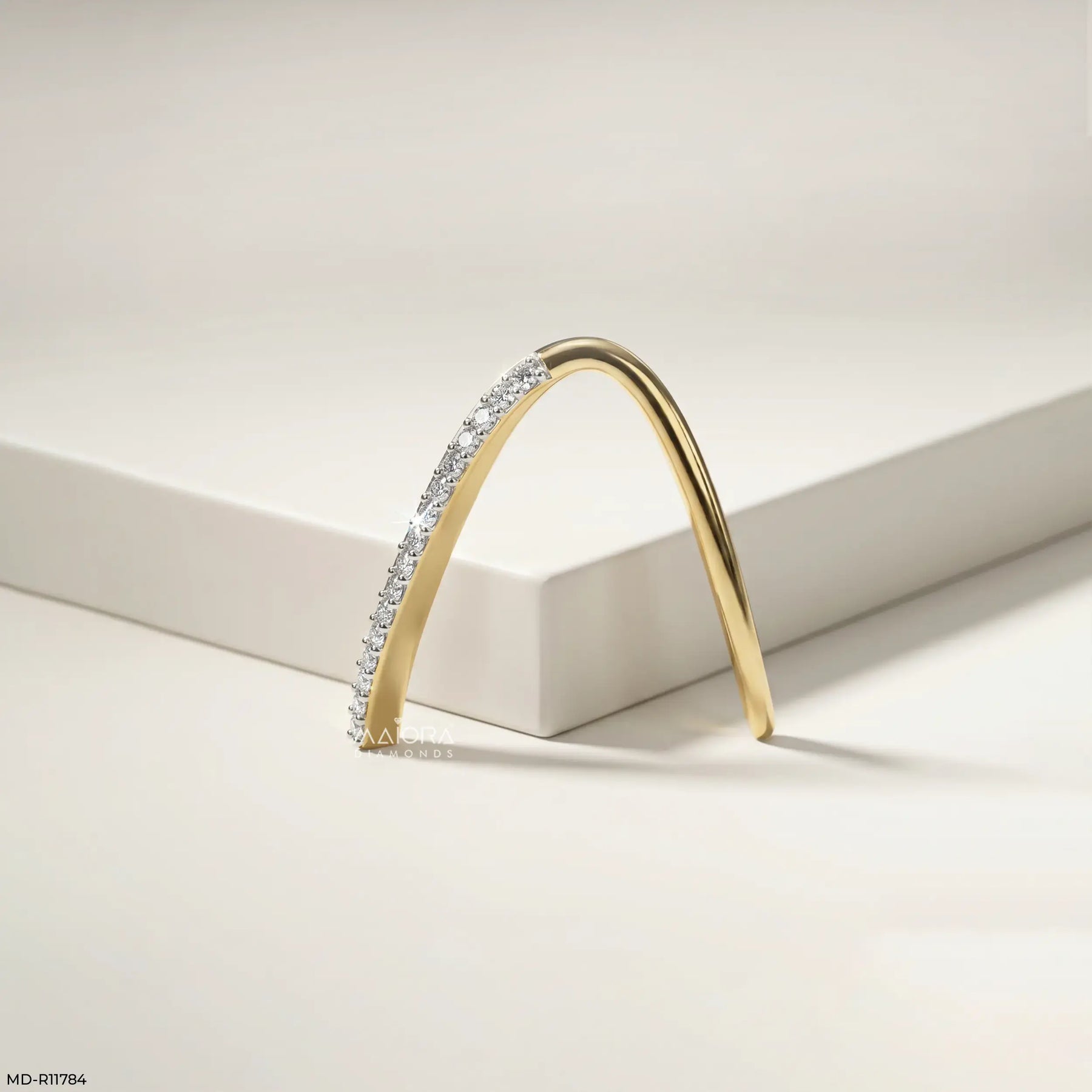 Apex V Line Diamond Ring 9K Yellow Gold