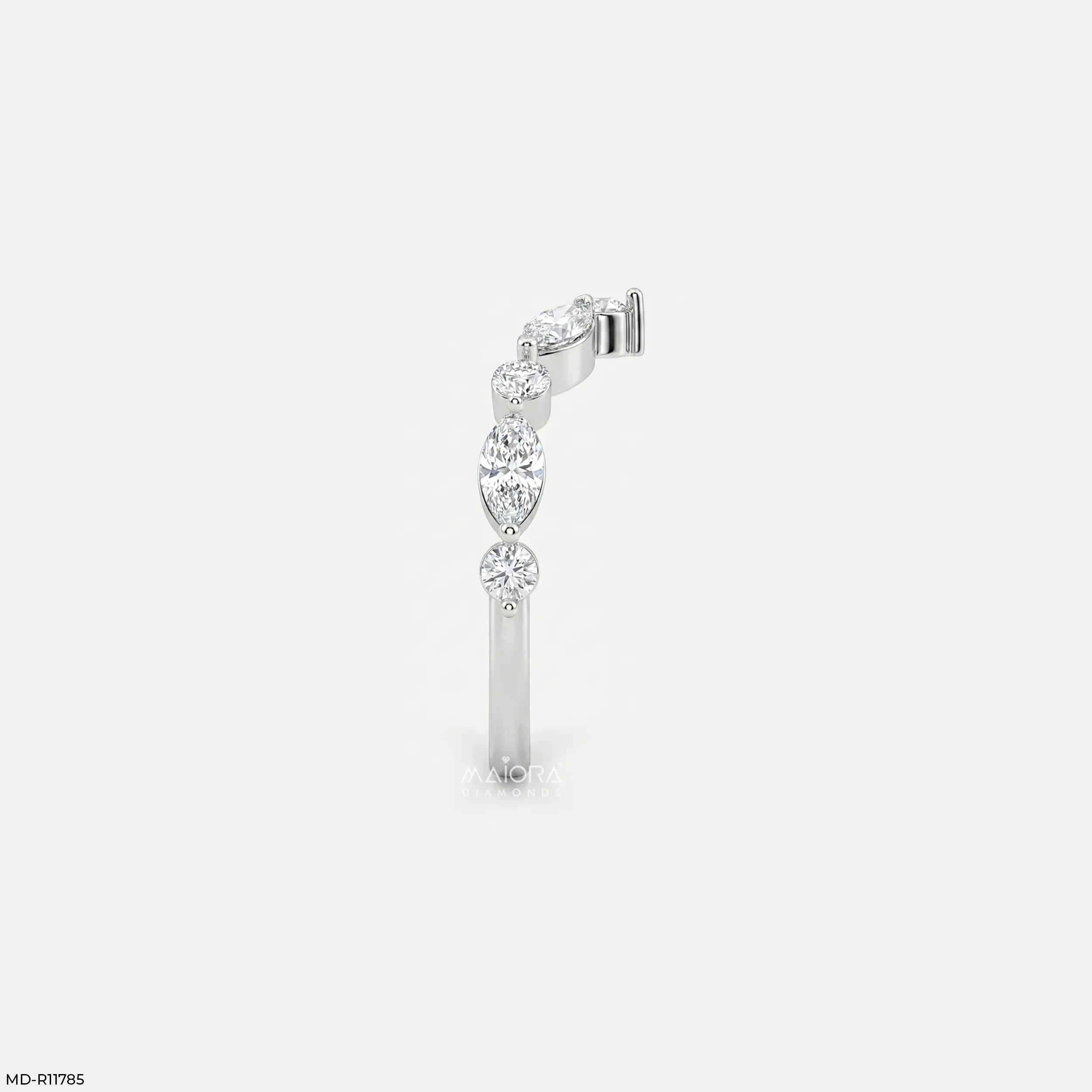 Dazzling Blue Arc Vanki Diamond Ring 9K Yellow Gold