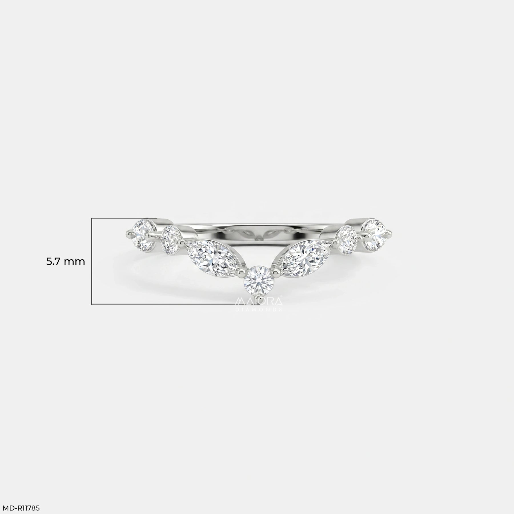 Dazzling Blue Arc Diamond Ring 9K White Gold
