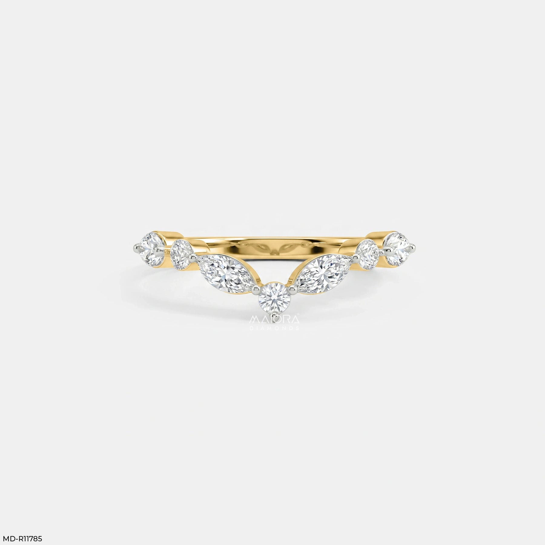 Dazzling Blue Arc Diamond Ring 9K White Gold