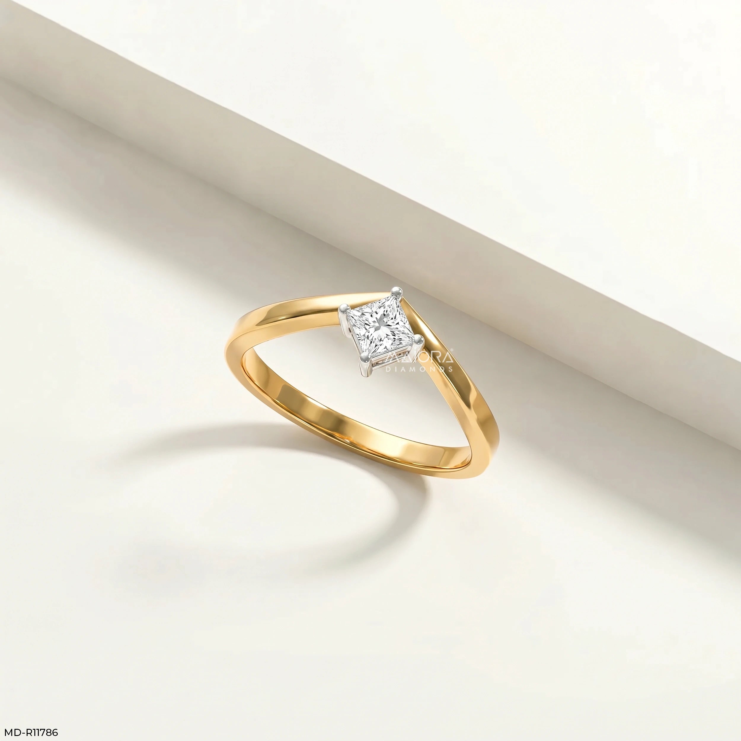 Regent Princess Solitaire Vanki Diamond Ring 9K Yellow Gold