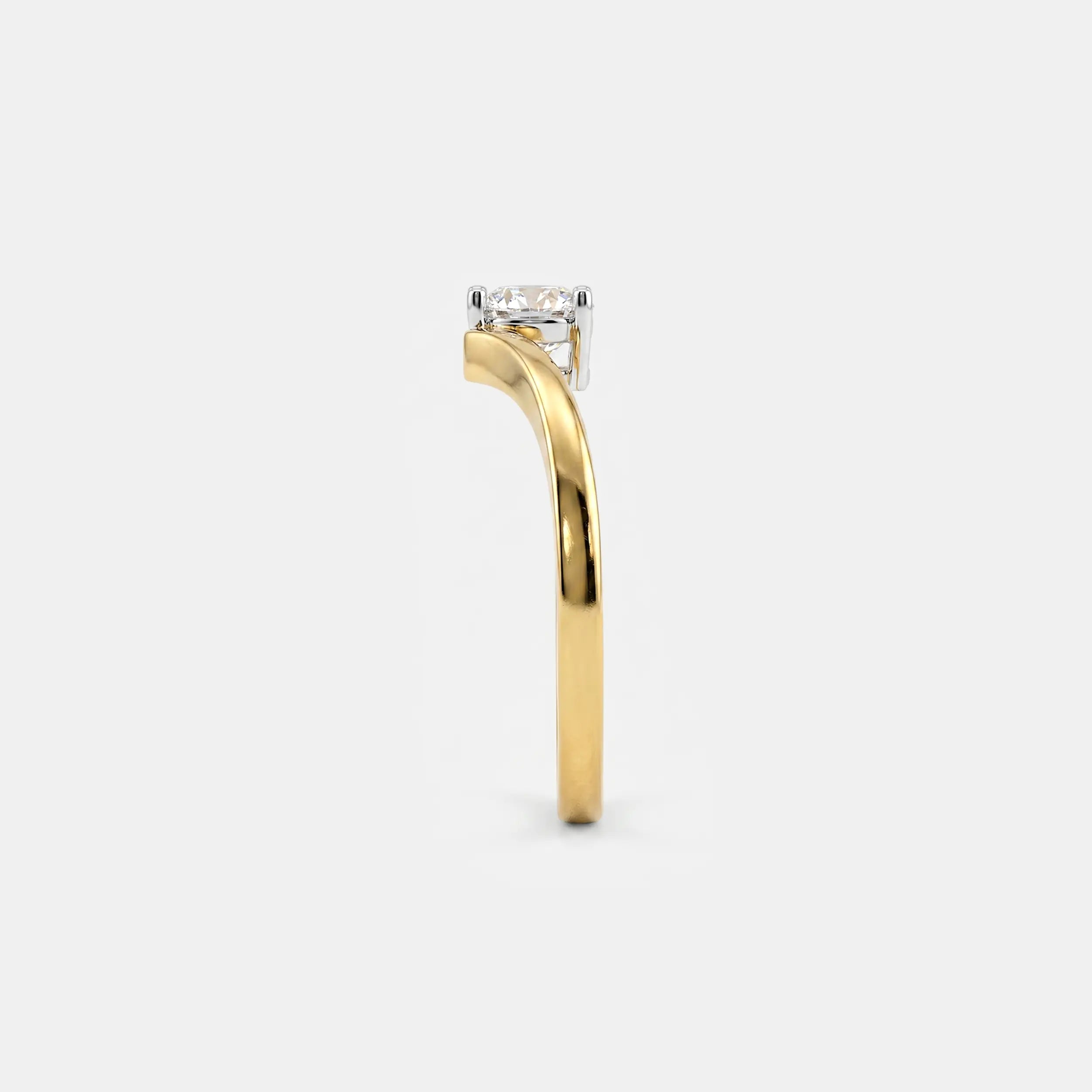 V liner Solitaire Heart Vanki Diamond Ring 9K Yellow Gold
