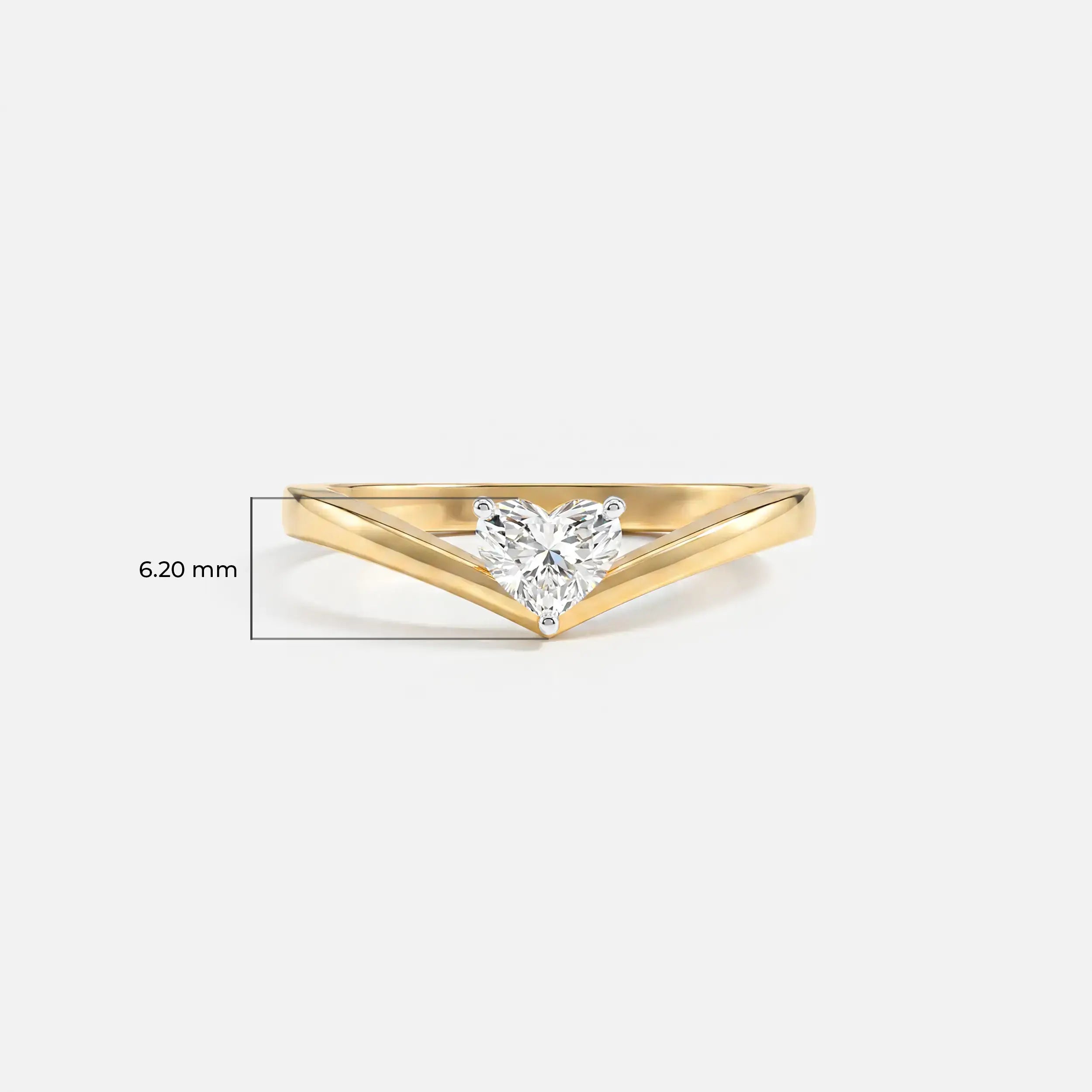 V liner Solitaire Heart Vanki Diamond Ring 9K Yellow Gold