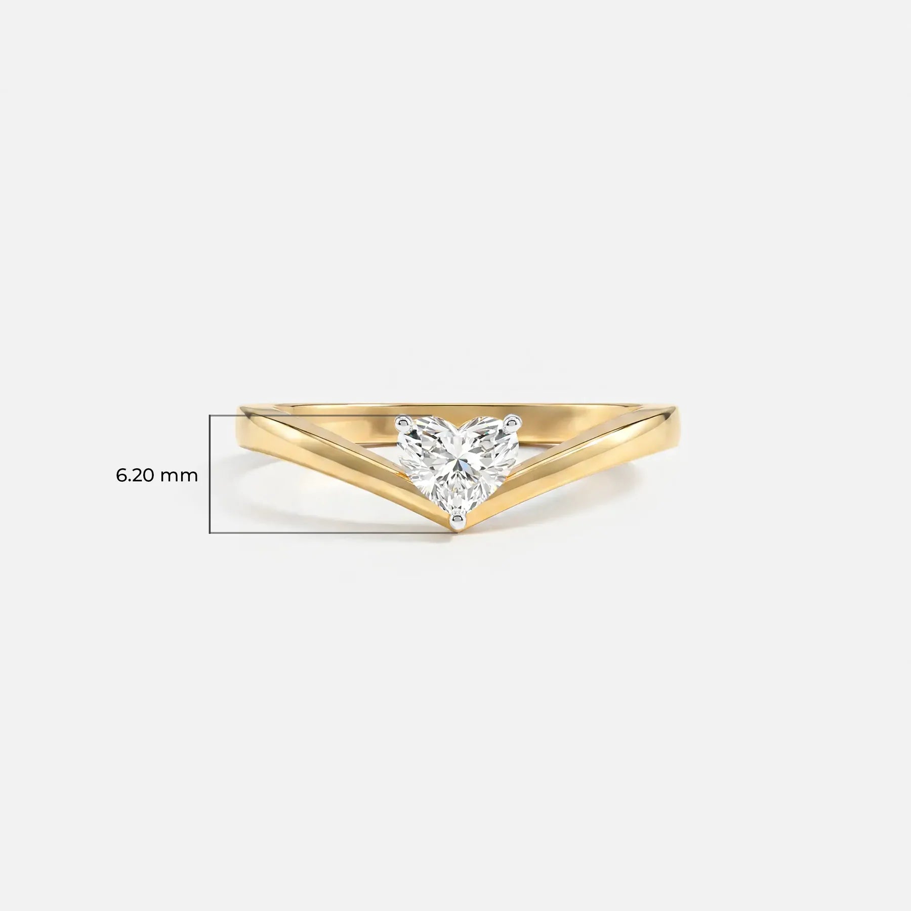 V liner Solitaire Heart Vanki Diamond Ring