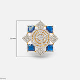 Imperial Blue Sapphire Halo Diamond Cocktail Ring 9K White Gold