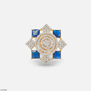 Imperial Blue Sapphire Halo Diamond Cocktail Ring 14K Rose Gold