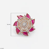 Royal Pear Ruby Lotus Diamond Cocktail Ring Platinum 950
