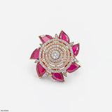 Royal Pear Ruby Lotus Diamond Cocktail Ring Platinum 950